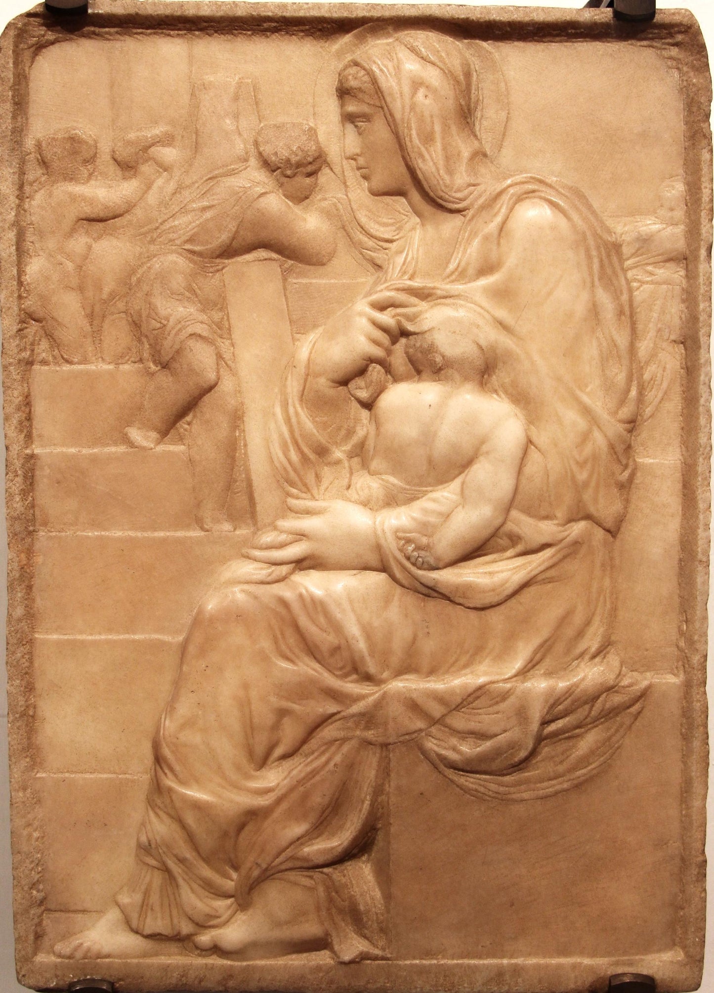 Jesus Mary Michelangelo Madonna of the Stairs c1491 Florence Sculpture Tapestry Catholic Christian Orthodox Icon Bible Scripture Christ Gift