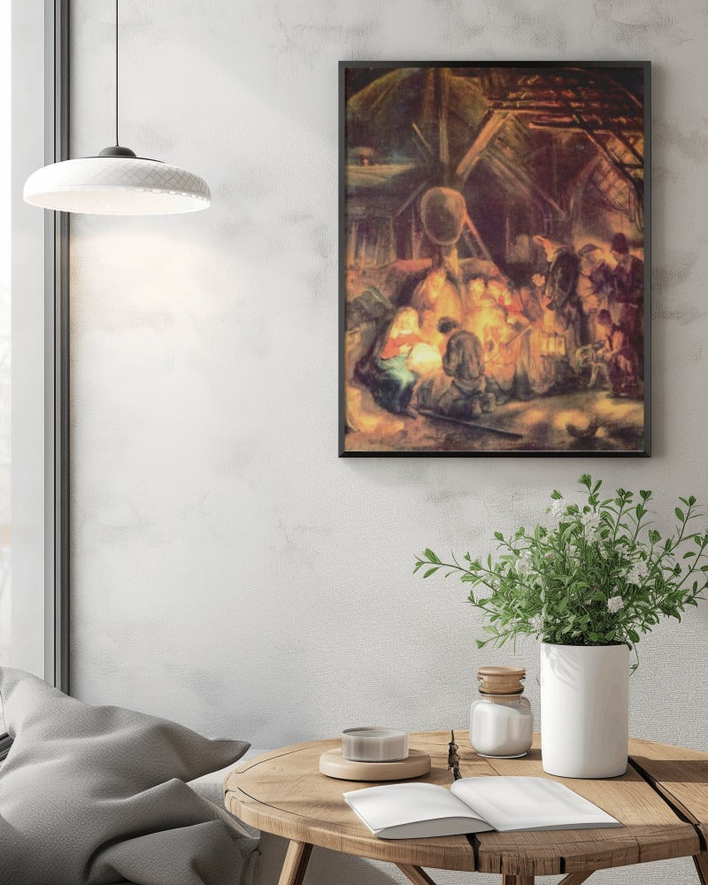 Rembrandt The Jesus Adoration of the Shepherds Holland c.1646 Painting Tapestry Catholic Christian Orthodox Icon Bible Scripture Christ Gift