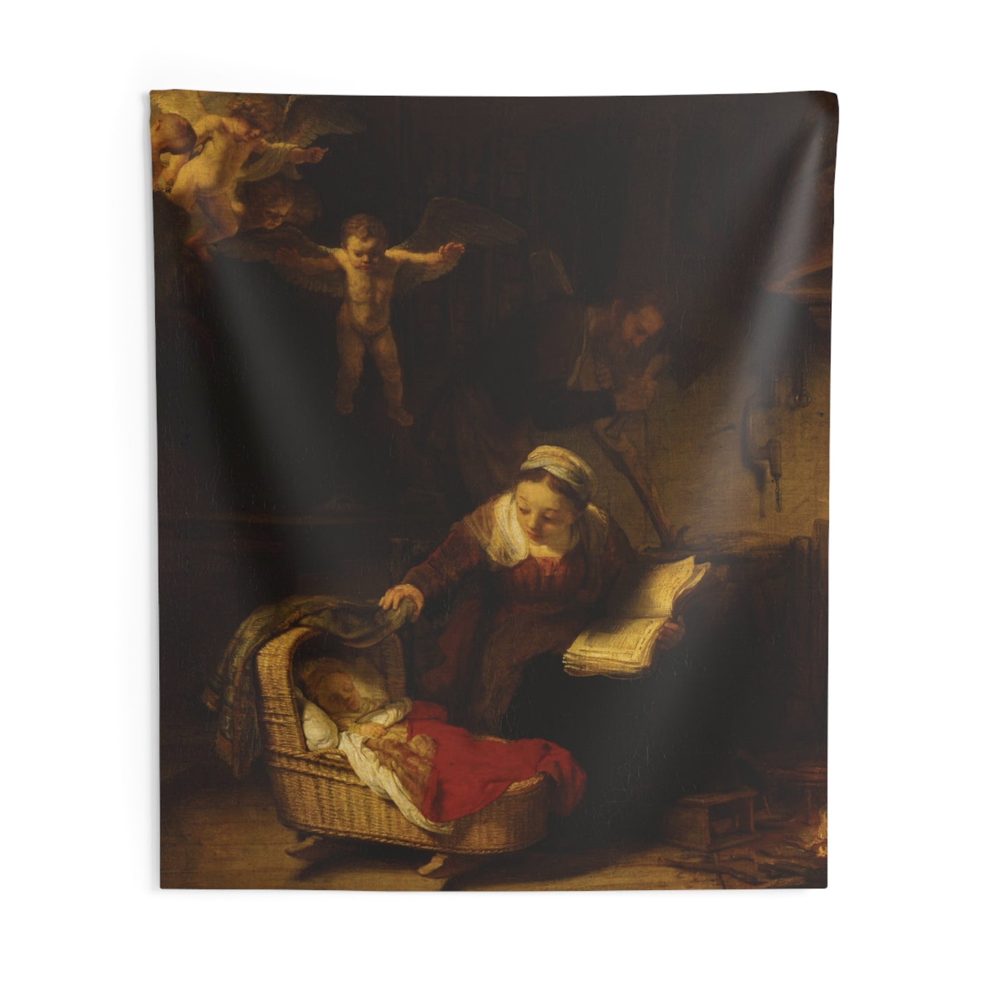 Rembrandt Jesus Art The Holy Family with Angels Holland c1645 Painting Tapestry Catholic Christian Orthodox Icon Bible Scripture Christ Gift