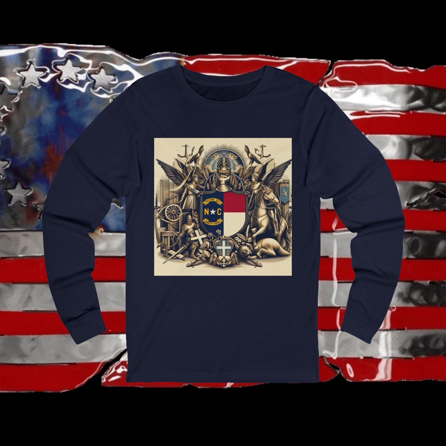 North Carolina Vintage Christian Crusader - Premium Unisex Long Sleeve Jersey Tee - 100% Charity - The God Vote Collection by Chris Rabalais