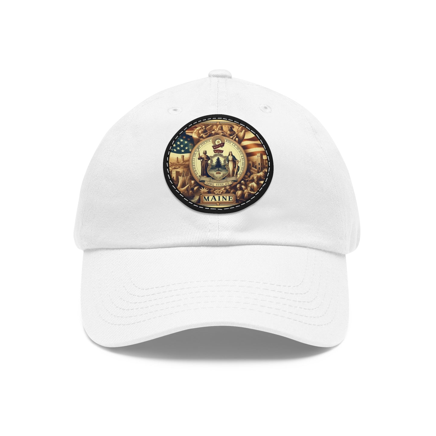 Maine Vintage Christian Crusader Campaign Hat - Chino Twill Leather Logo - 100% Charity - The God Vote Collection by Chris Rabalais