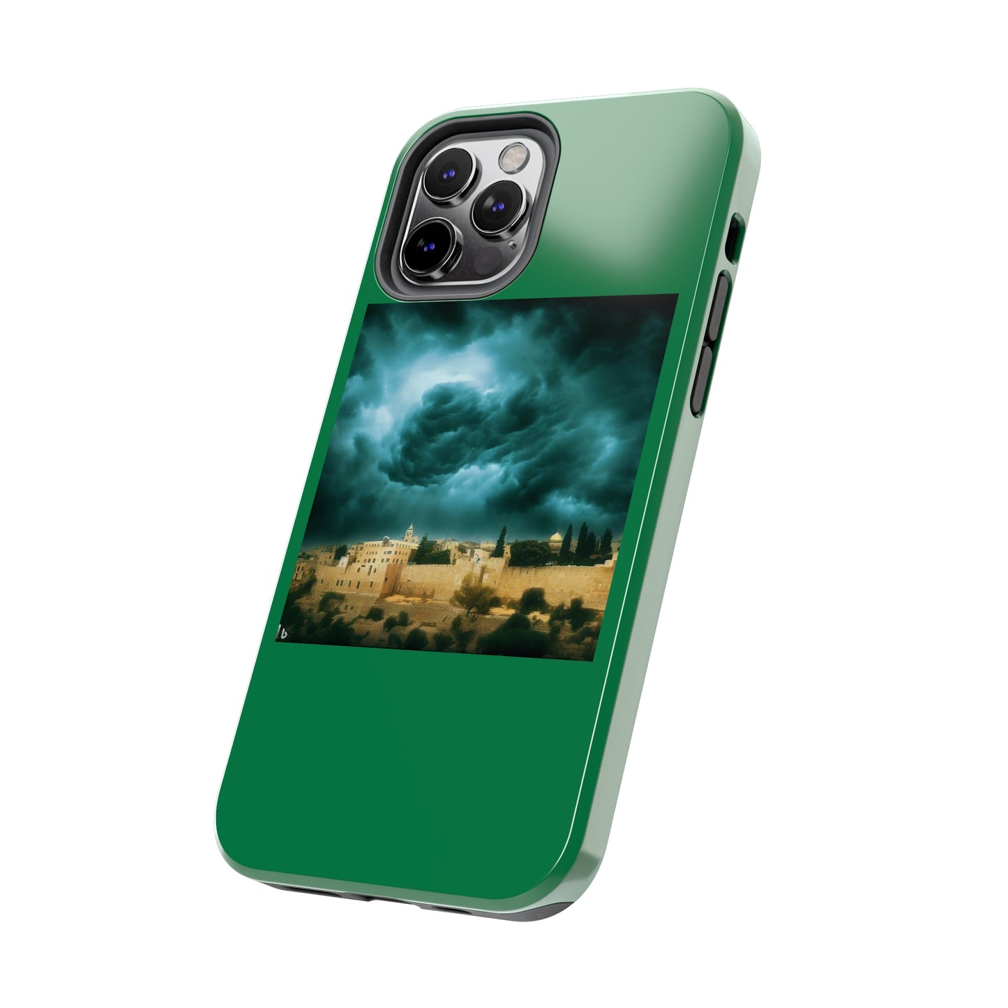 AImagination Collection iPhone Tough Case - "Storm Over Jerusalem" - The God Ball Originals by Chris Rabalais (2024)