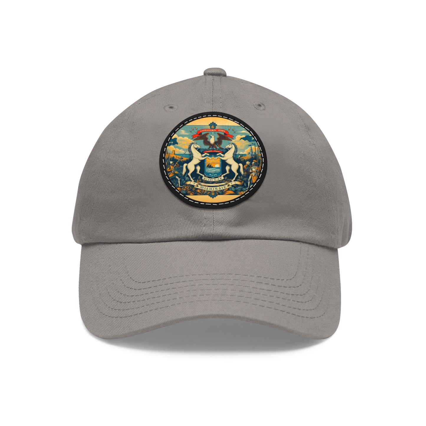 Michigan Vintage Christian Crusader Campaign Hat - Chino Twill Leather Logo - 100% Charity - The God Vote Collection by Chris Rabalais