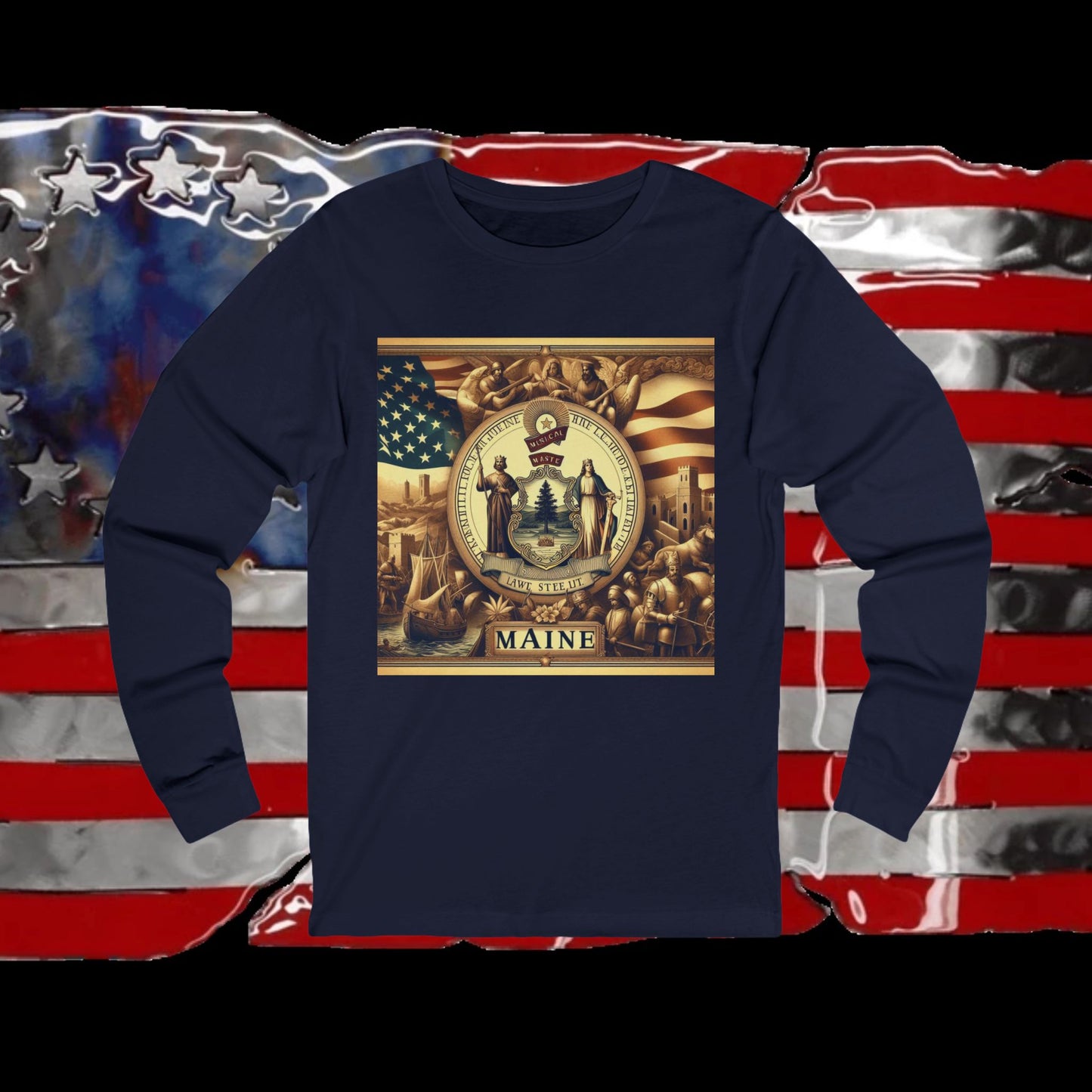 Maine Vintage Christian Crusader - Premium Unisex Long Sleeve Jersey Tee - 100% Charity - The God Vote Collection by Chris Rabalais