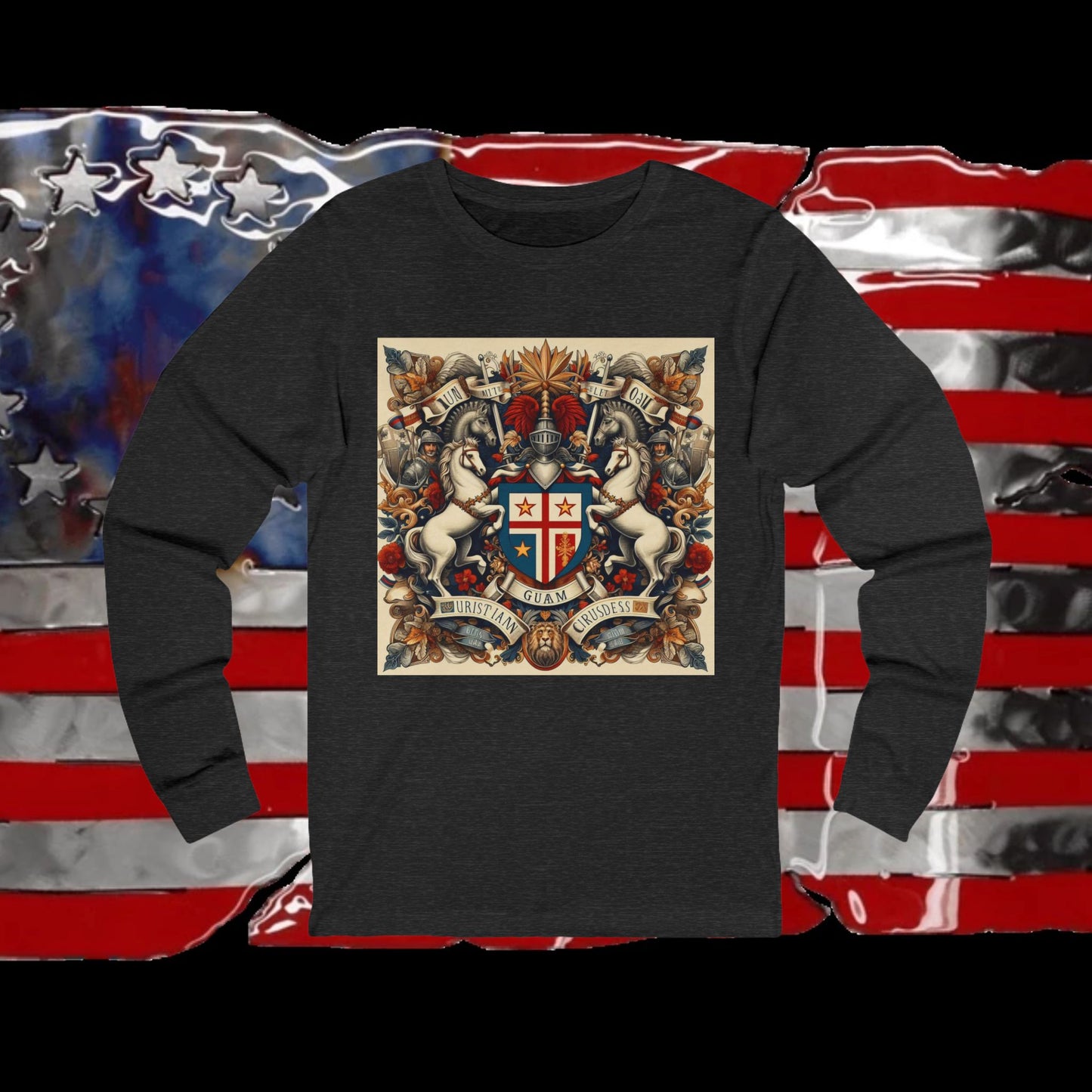 Guam Vintage Christian Crusader - Unisex Premium Long Sleeve Jersey Tee - 100% Charity - The God Vote Collection by Chris Rabalais