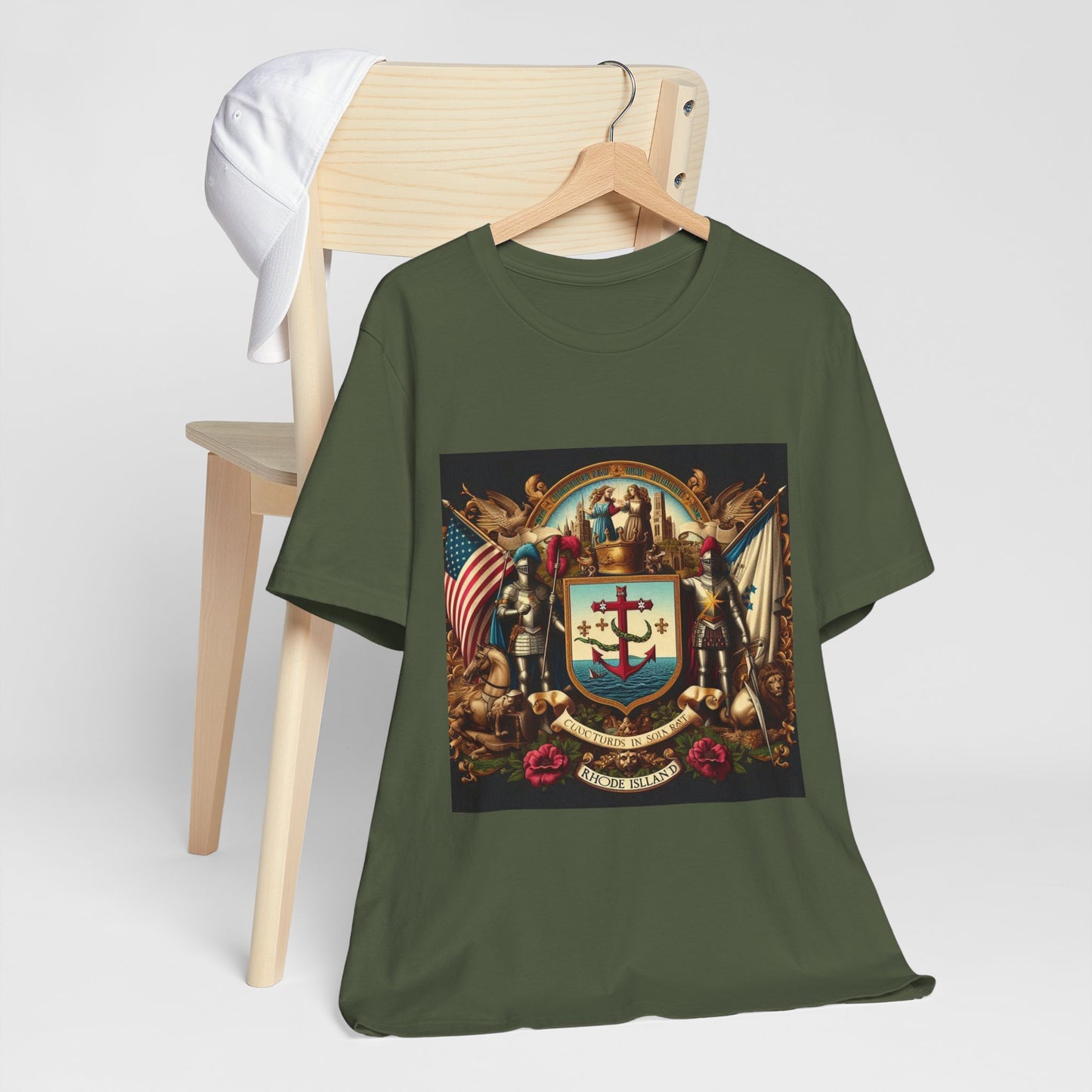 Rhode Island Vintage Christian Crusader - Unisex Jersey Tee - USA - 100% Charity Benefit - The God Vote Collection by Chris Rabalais