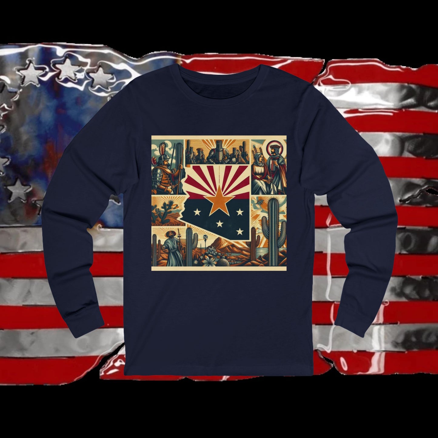 Arizona Vintage Christian Crusader - Premium Unisex Long Sleeve Jersey Tee - 100% Charity - The God Vote Collection by Chris Rabalais