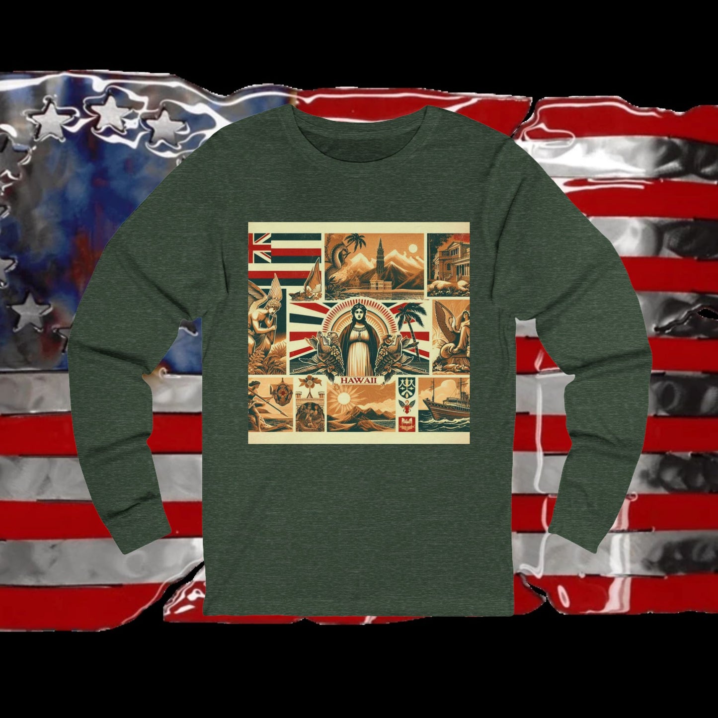 Hawaii Vintage Christian Crusader - Premium Unisex Long Sleeve Jersey Tee - 100% Charity - The God Vote Collection by Chris Rabalais