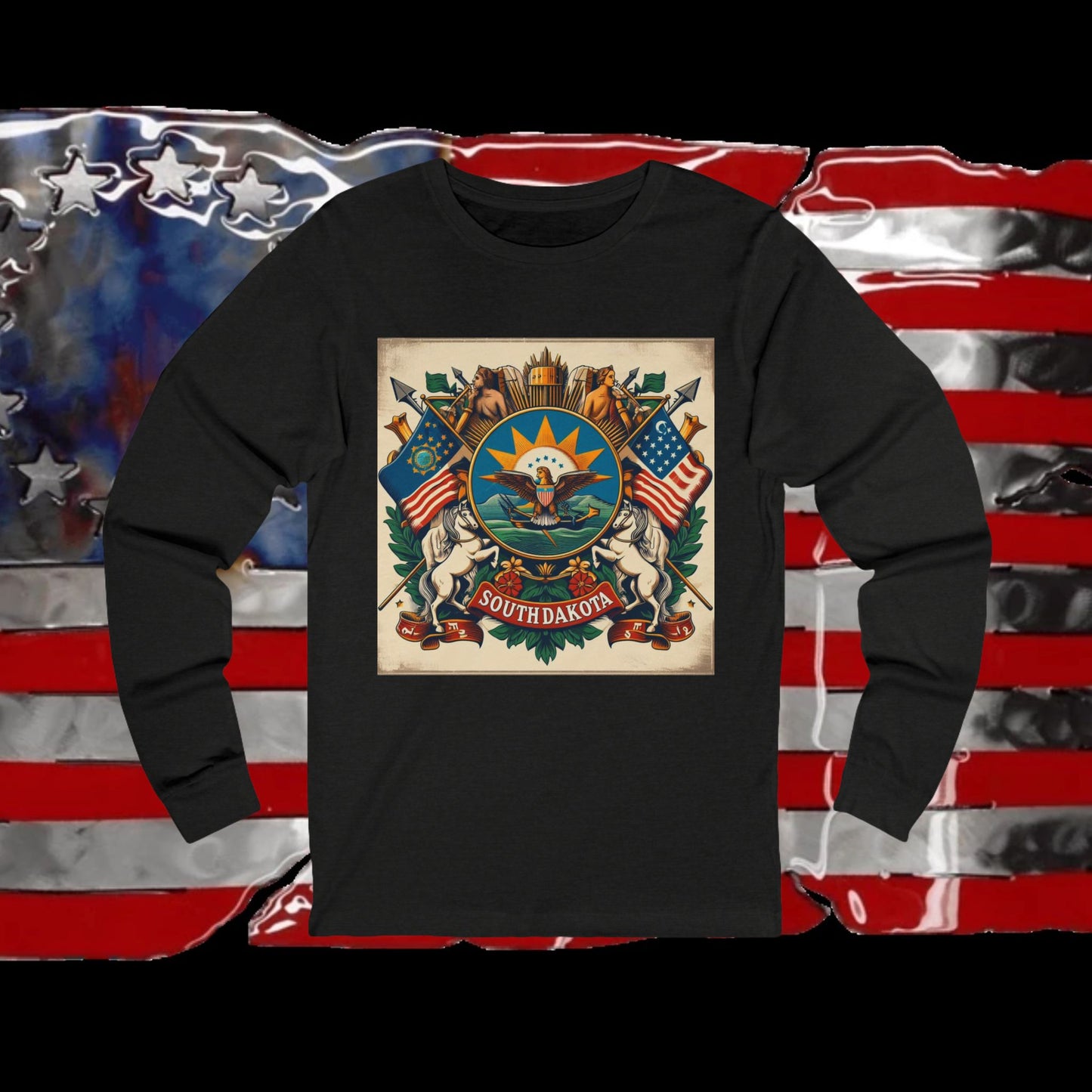 South Dakota Vintage Christian Crusader - Unisex Premium Long Sleeve Jersey Tee - 100% Charity - The God Vote Collection by Chris Rabalais