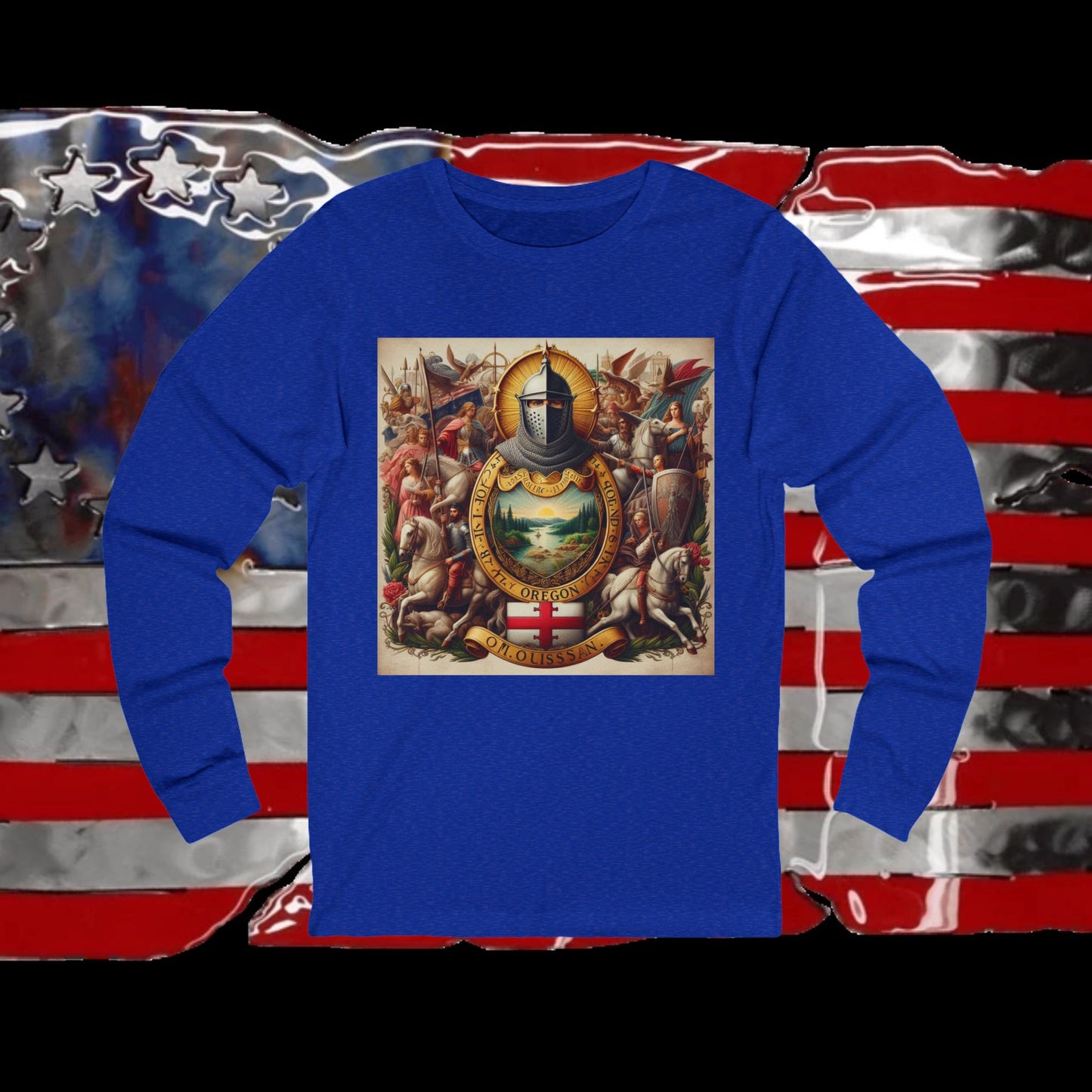 Oregon Vintage Christian Crusader - Premium Unisex Long Sleeve Jersey Tee - 100% Charity - The God Vote Collection by Chris Rabalais