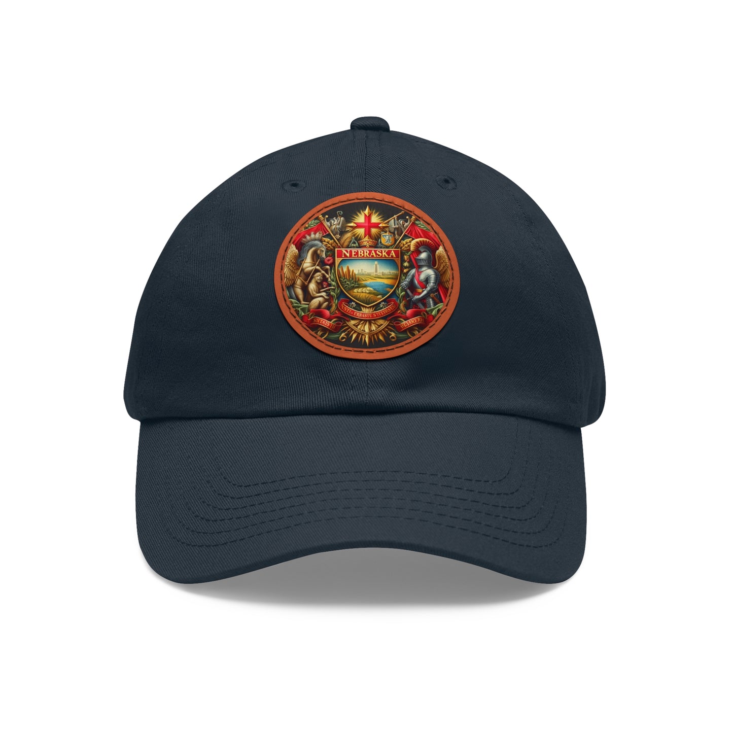 Nebraska Vintage Christian Crusader Campaign Hat - Chino Twill Leather Logo - 100% Charity - The God Vote Collection by Chris Rabalais