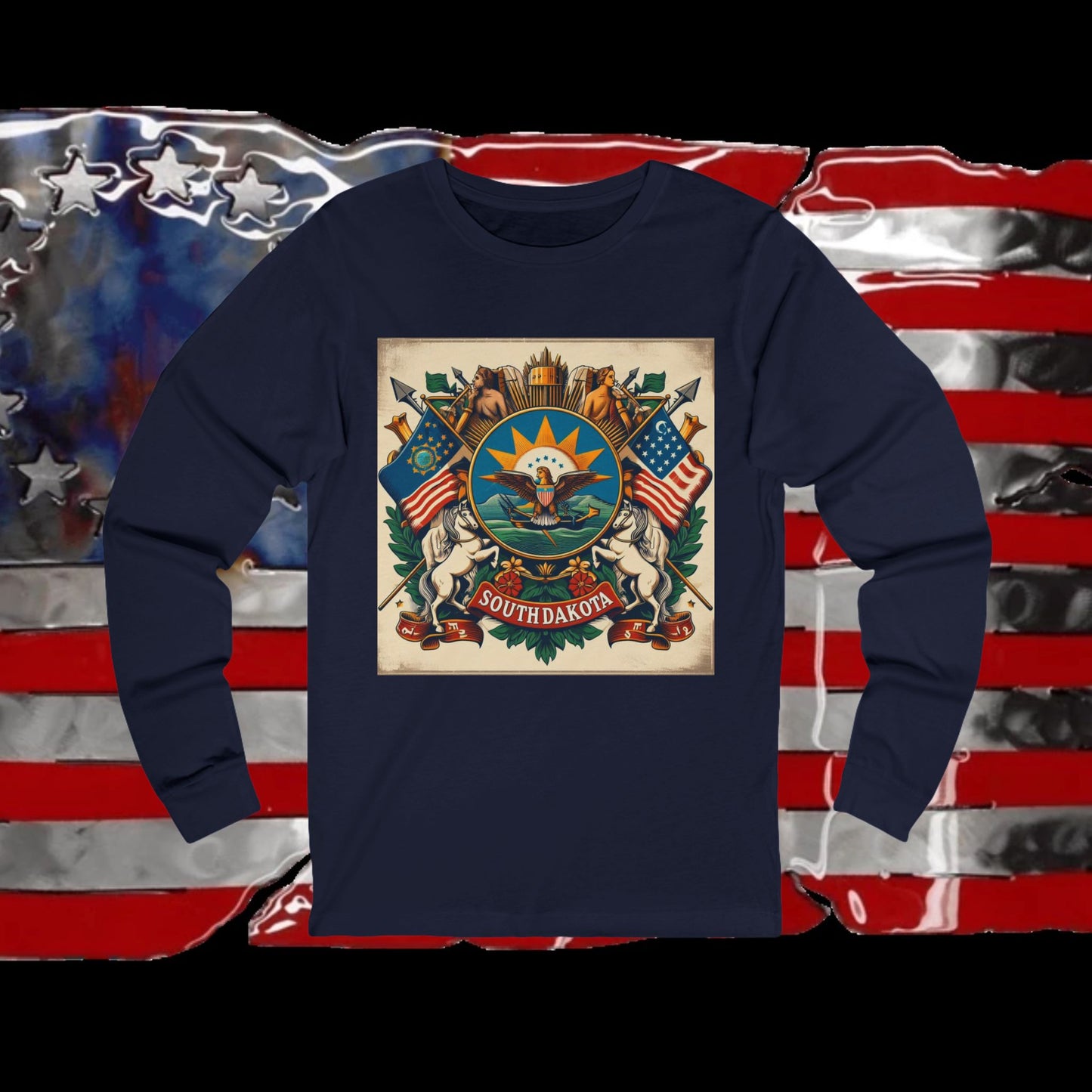 South Dakota Vintage Christian Crusader - Unisex Premium Long Sleeve Jersey Tee - 100% Charity - The God Vote Collection by Chris Rabalais