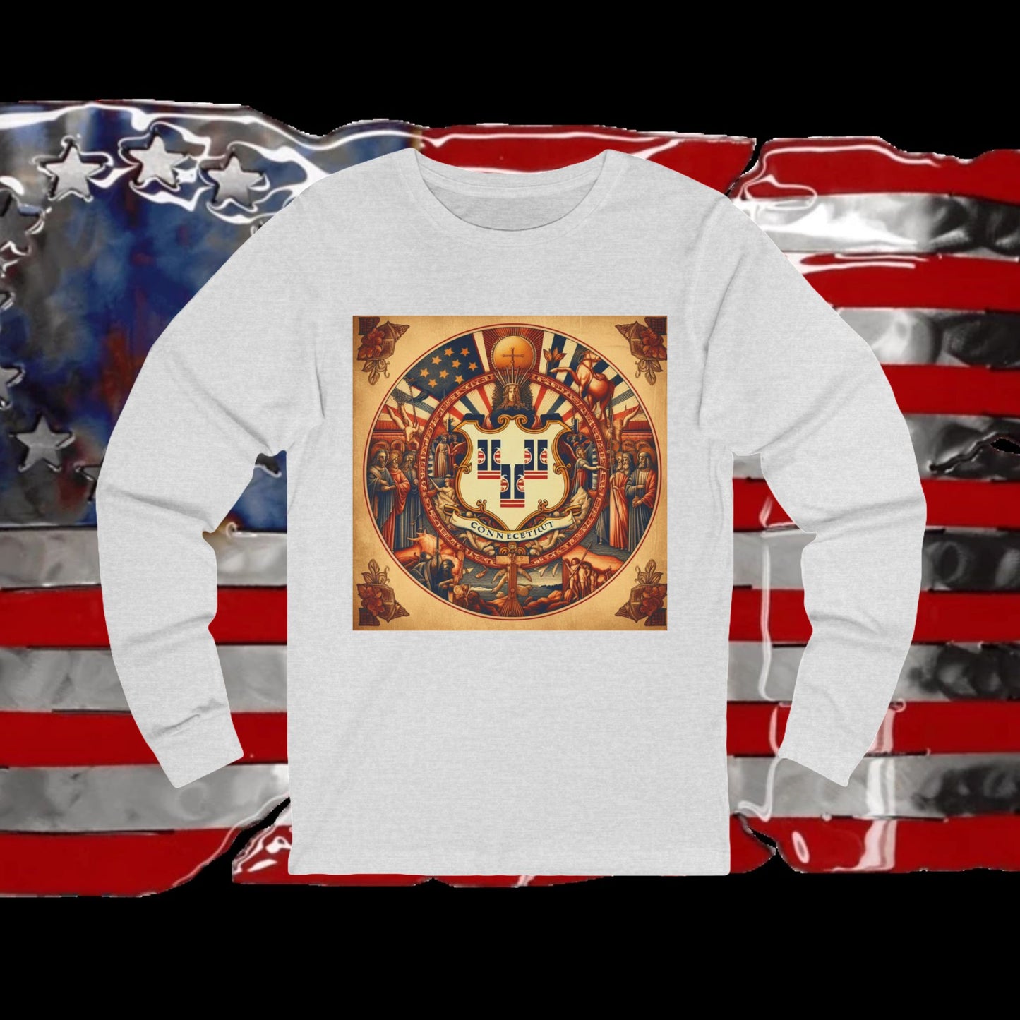Connecticut Vintage Christian Crusader - Premium Unisex Long Sleeve Jersey Tee - 100% Charity - The God Vote Collection by Chris Rabalais