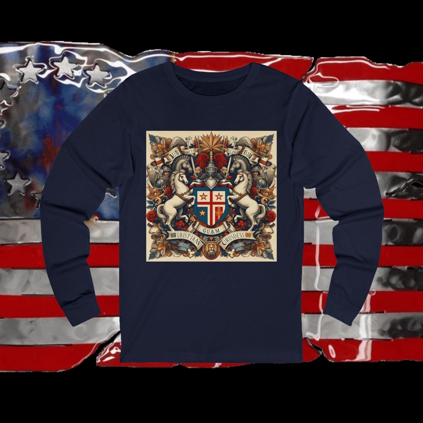 Guam Vintage Christian Crusader - Unisex Premium Long Sleeve Jersey Tee - 100% Charity - The God Vote Collection by Chris Rabalais