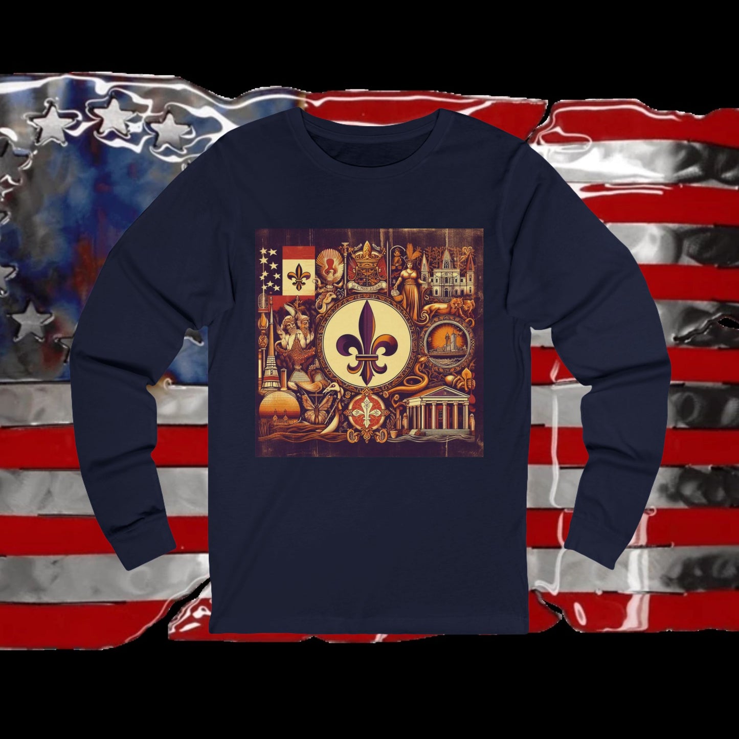 Louisiana Vintage Christian Crusader - Premium Unisex Long Sleeve Jersey Tee - 100% Charity - The God Vote Collection by Chris Rabalais
