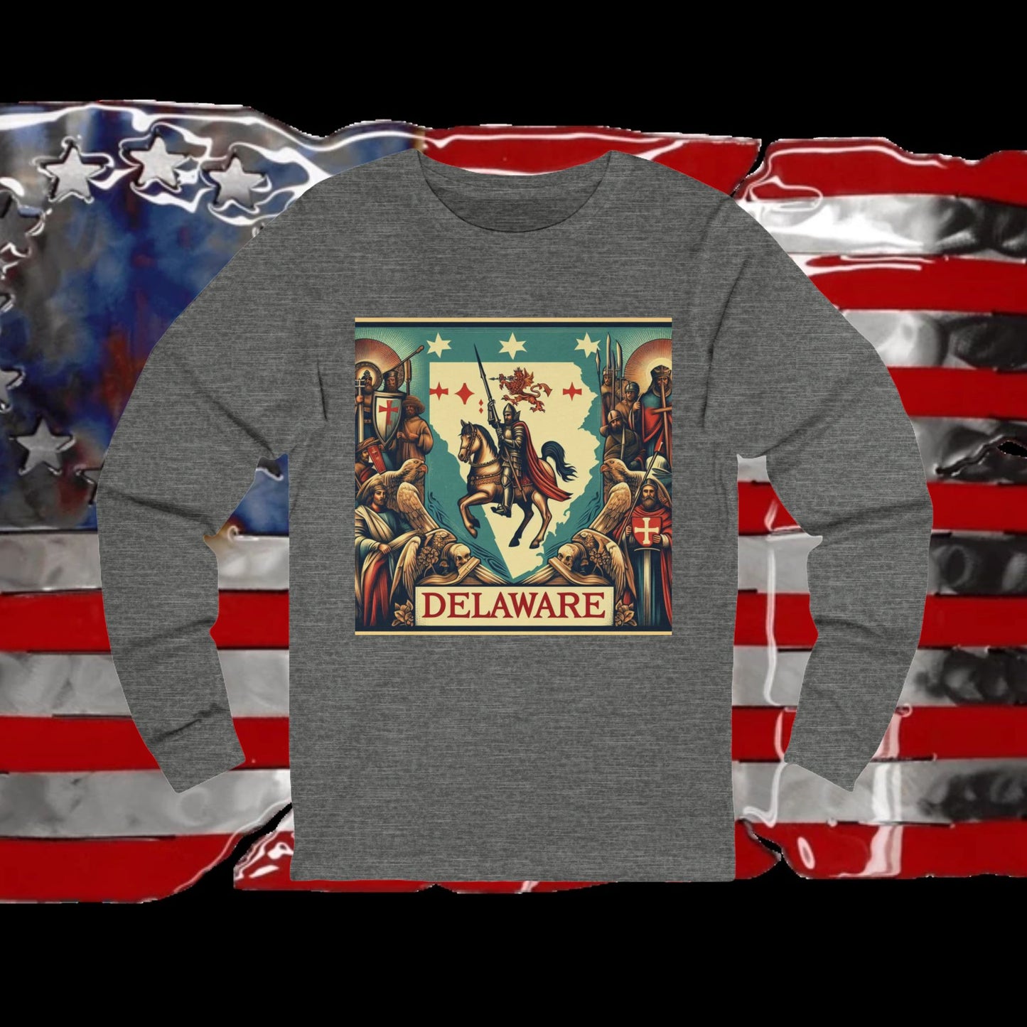 Delaware Vintage Christian Crusader - Premium Unisex Long Sleeve Jersey Tee - 100% Charity - The God Vote Collection by Chris Rabalais