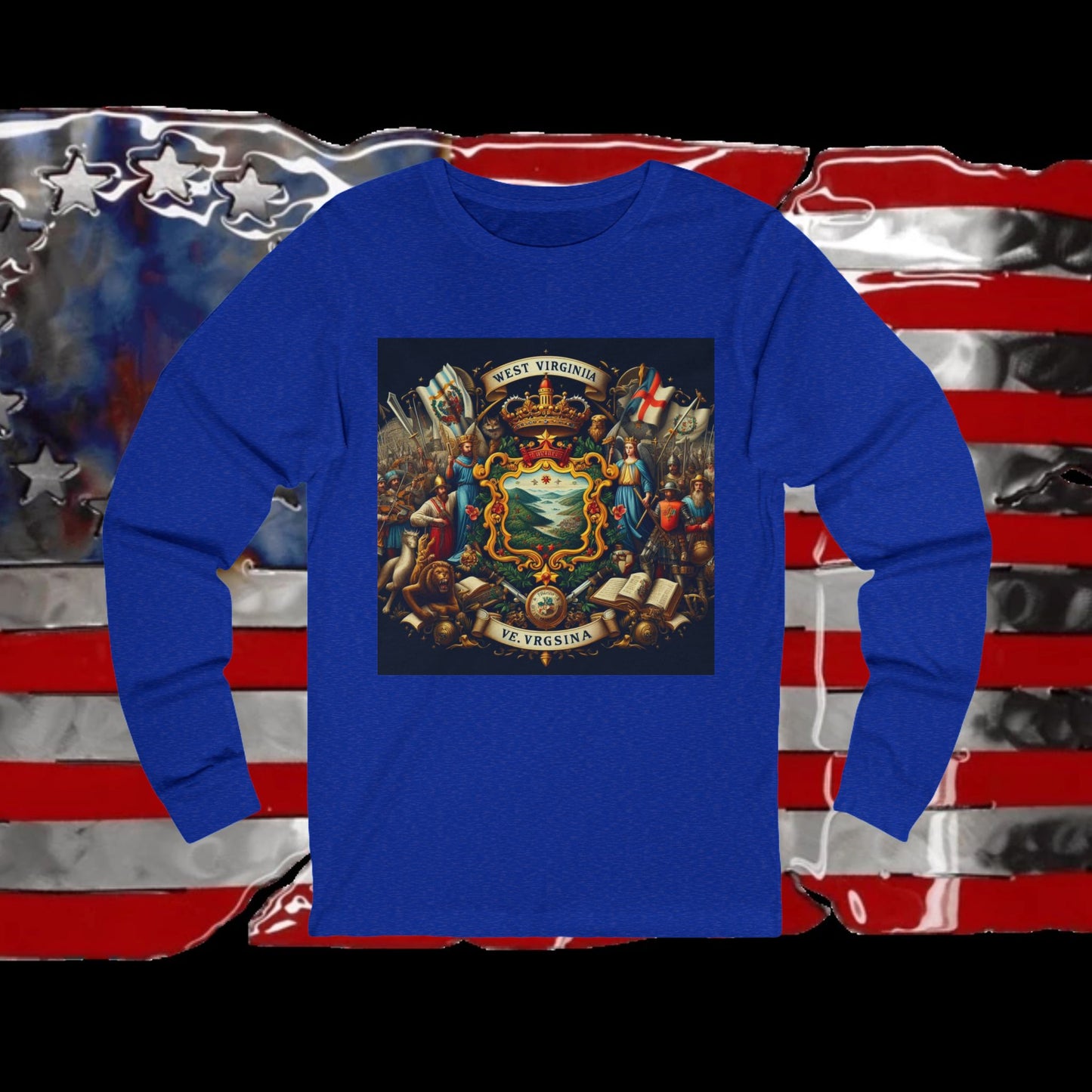 West Virginia Vintage Christian Crusader - Premium Unisex Long Sleeve Jersey Tee - 100% Charity - The God Vote Collection by Chris Rabalais