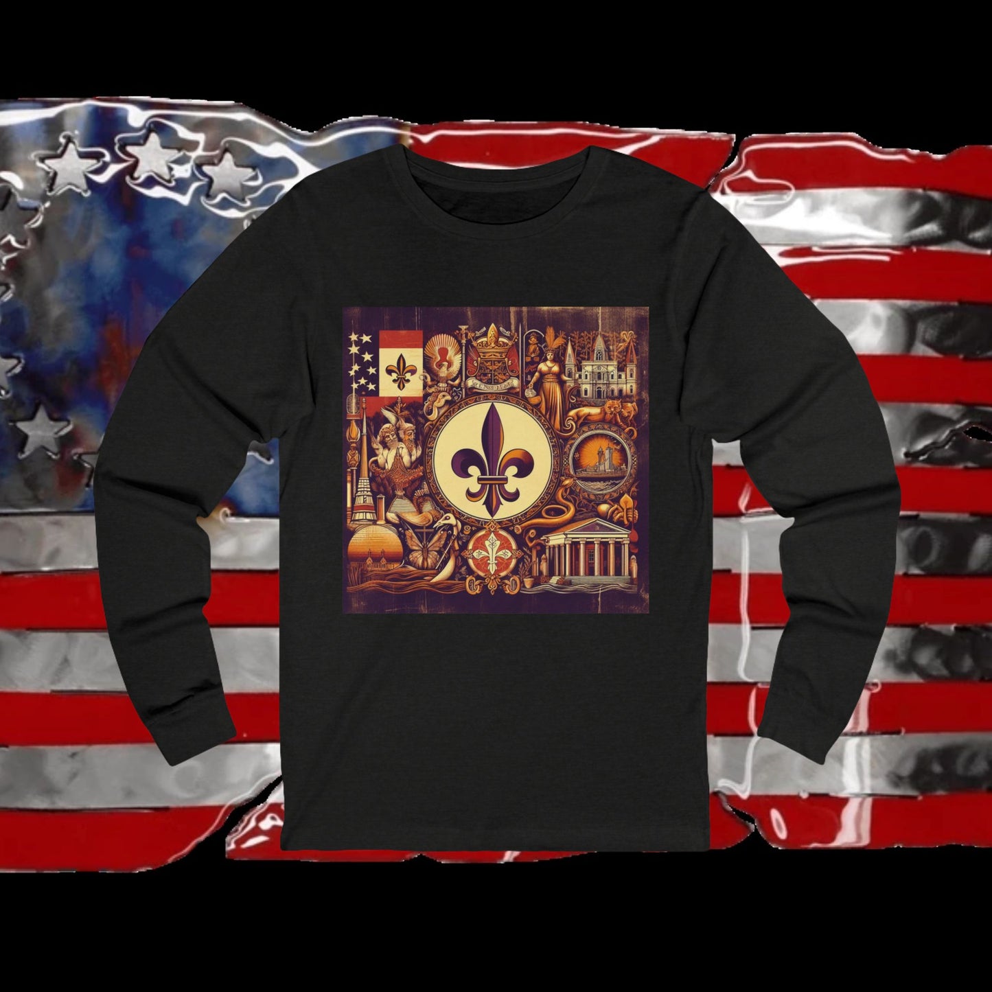 Louisiana Vintage Christian Crusader - Premium Unisex Long Sleeve Jersey Tee - 100% Charity - The God Vote Collection by Chris Rabalais