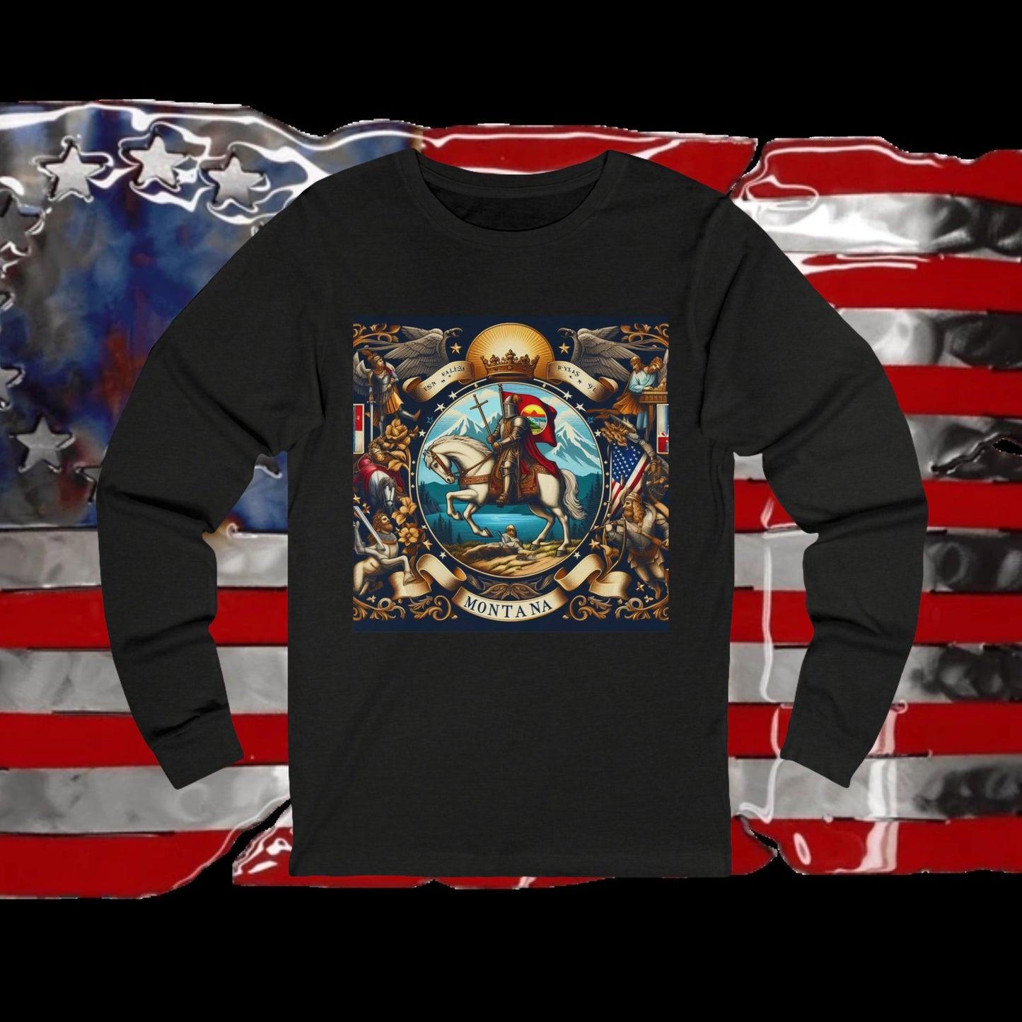 Montana Vintage Christian Crusader - Premium Unisex Long Sleeve Jersey Tee - 100% Charity - The God Vote Collection by Chris Rabalais