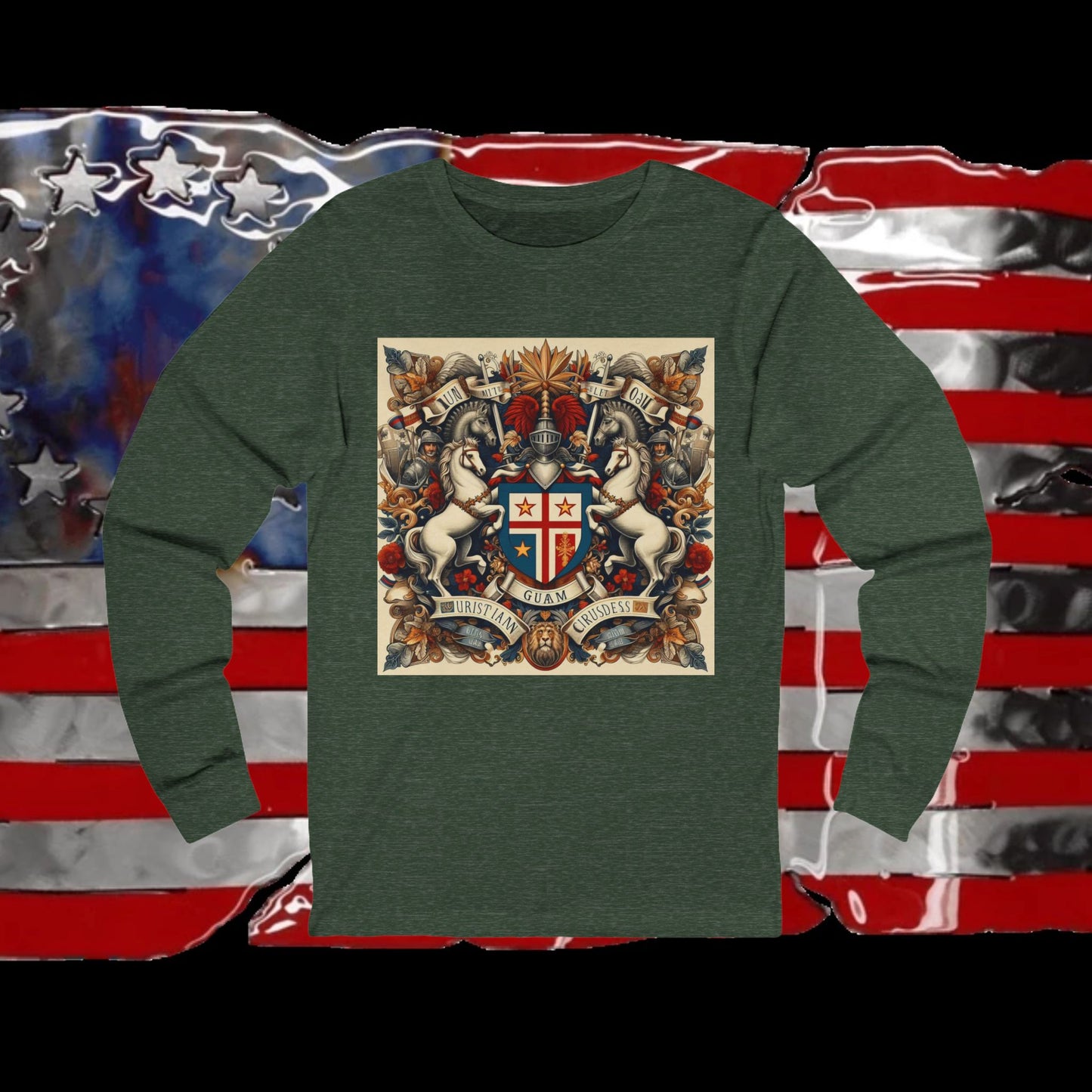 Guam Vintage Christian Crusader - Unisex Premium Long Sleeve Jersey Tee - 100% Charity - The God Vote Collection by Chris Rabalais