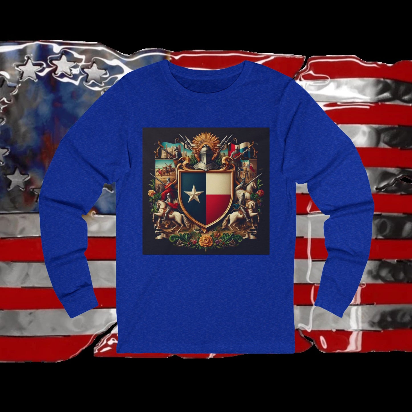 Texas Vintage Christian Crusader - Premium Unisex Long Sleeve Jersey Tee - 100% Charity - The God Vote Collection by Chris Rabalais