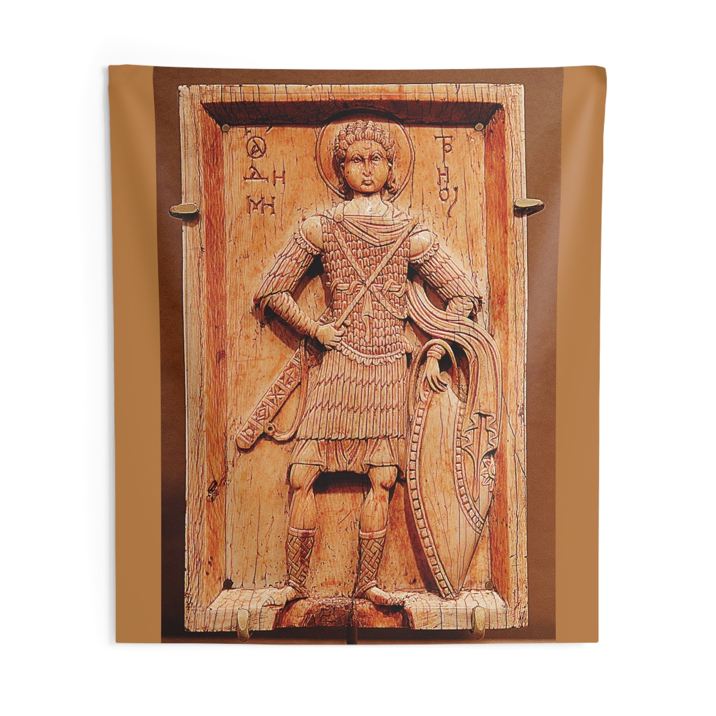 Saint Demetrius of Thessaloniki Myrrh - Streamer Byzantine Orthodox Icon Oct 26 Home Tapestry Catholic Christian Bible Scripture Christ Gift