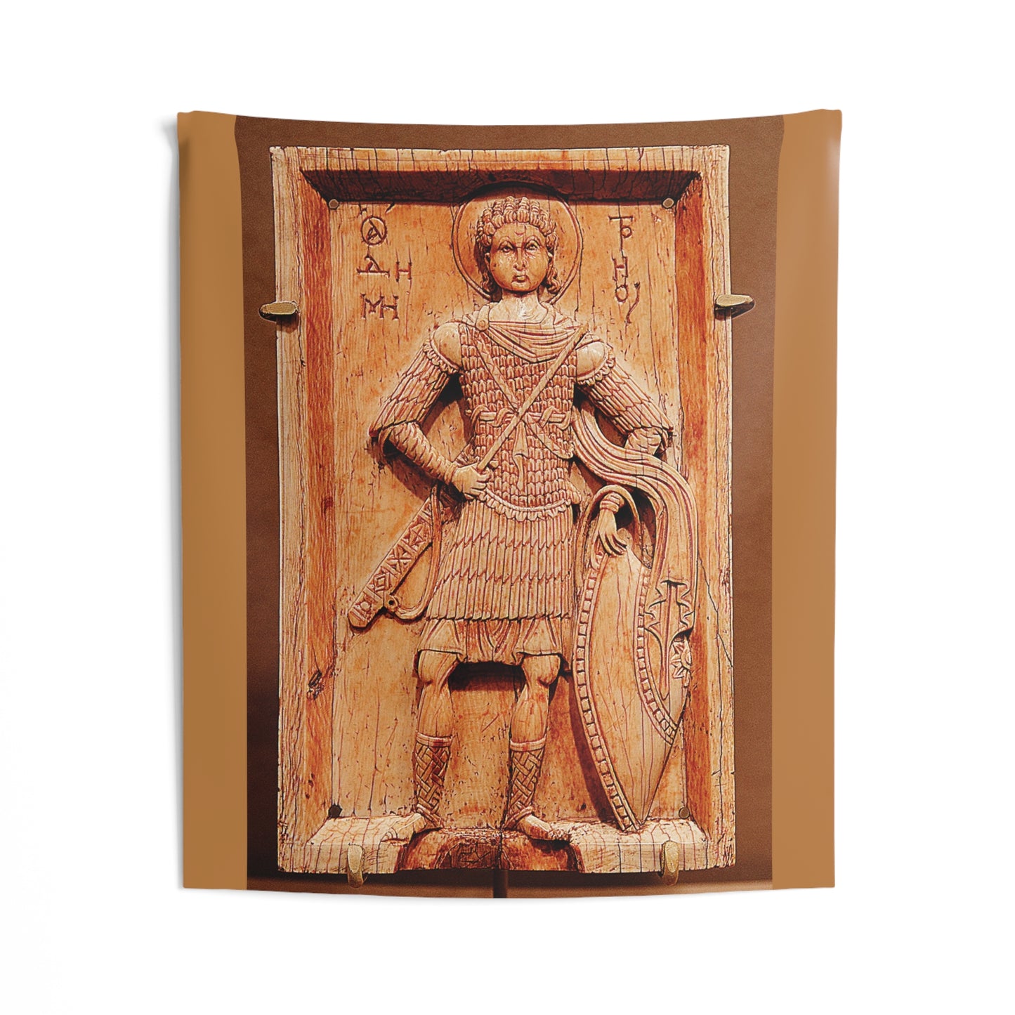 Saint Demetrius of Thessaloniki Myrrh - Streamer Byzantine Orthodox Icon Oct 26 Home Tapestry Catholic Christian Bible Scripture Christ Gift