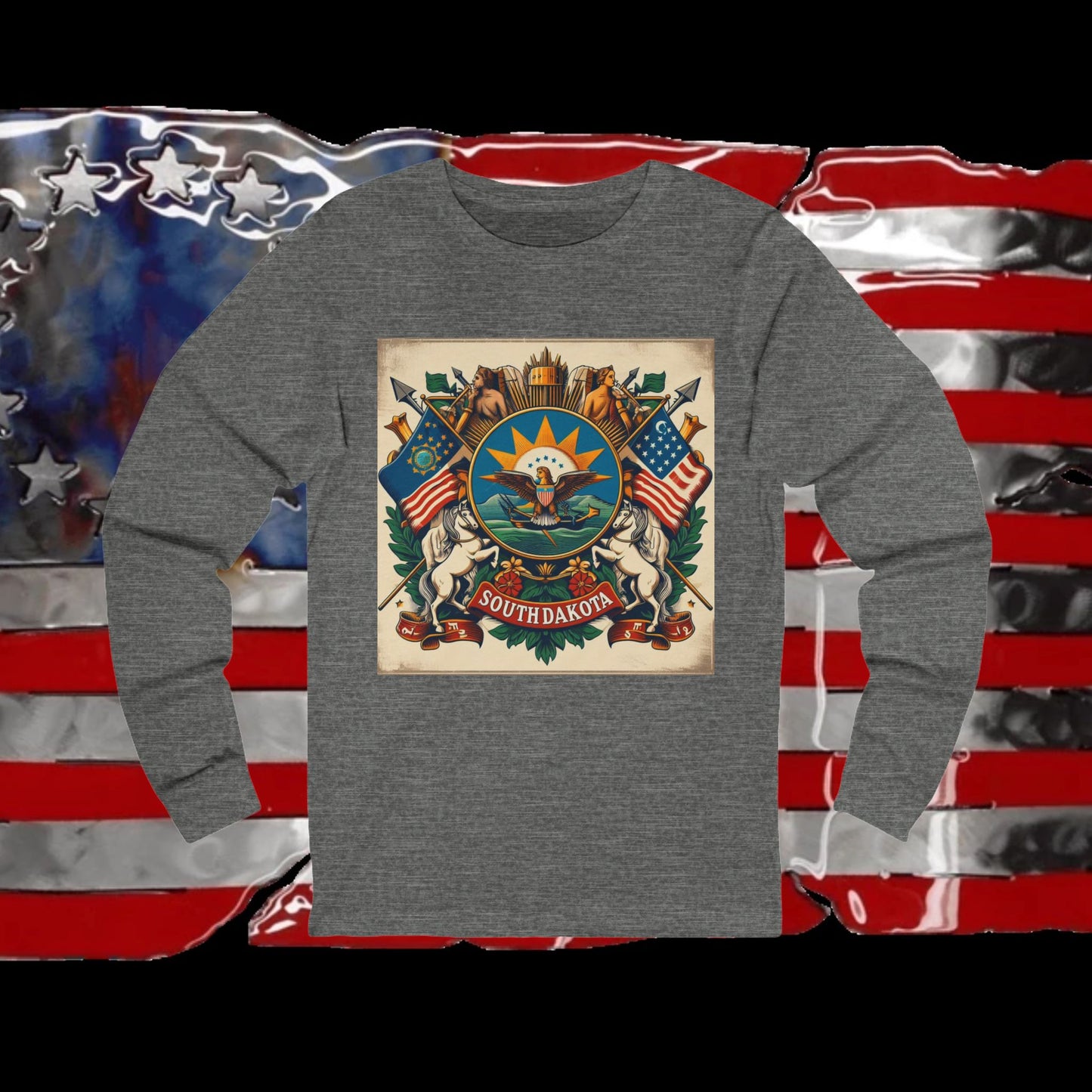South Dakota Vintage Christian Crusader - Unisex Premium Long Sleeve Jersey Tee - 100% Charity - The God Vote Collection by Chris Rabalais