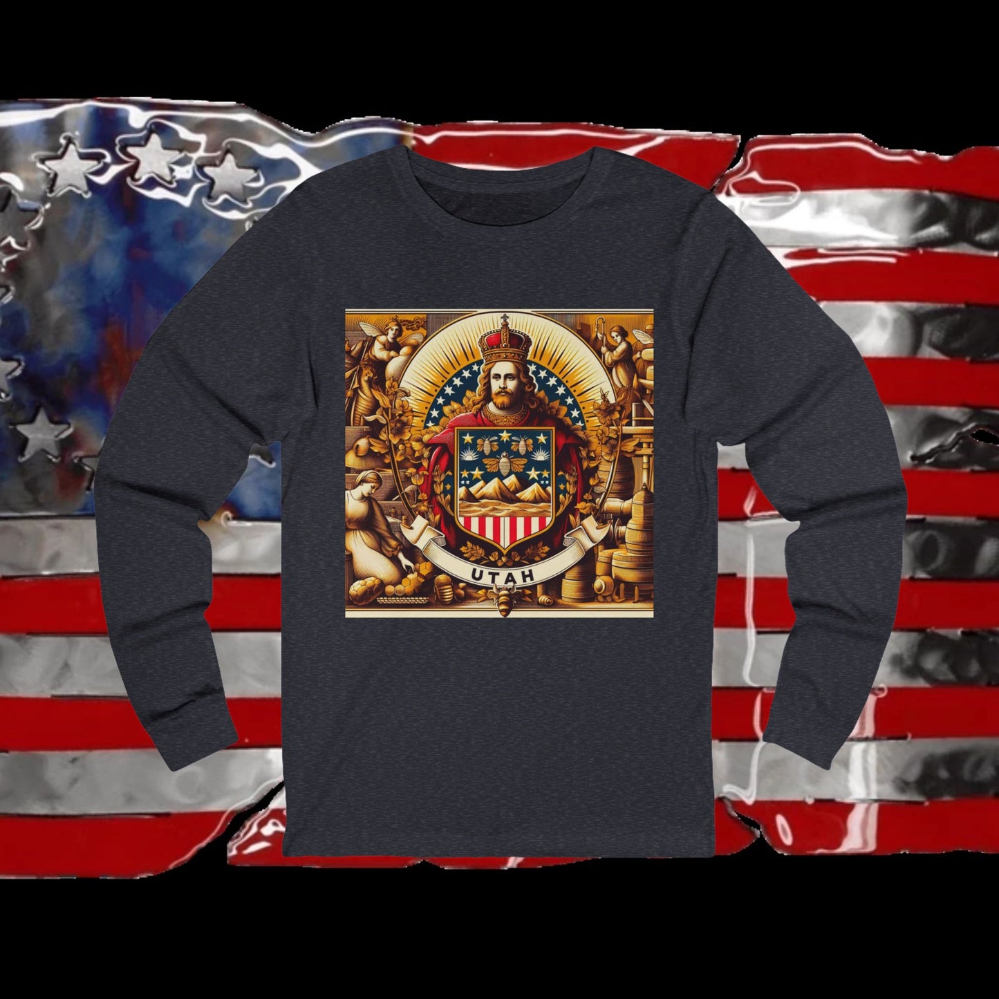 Utah Vintage Christian Crusader - Premium Unisex Long Sleeve Jersey Tee - 100% Charity - The God Vote Collection by Chris Rabalais