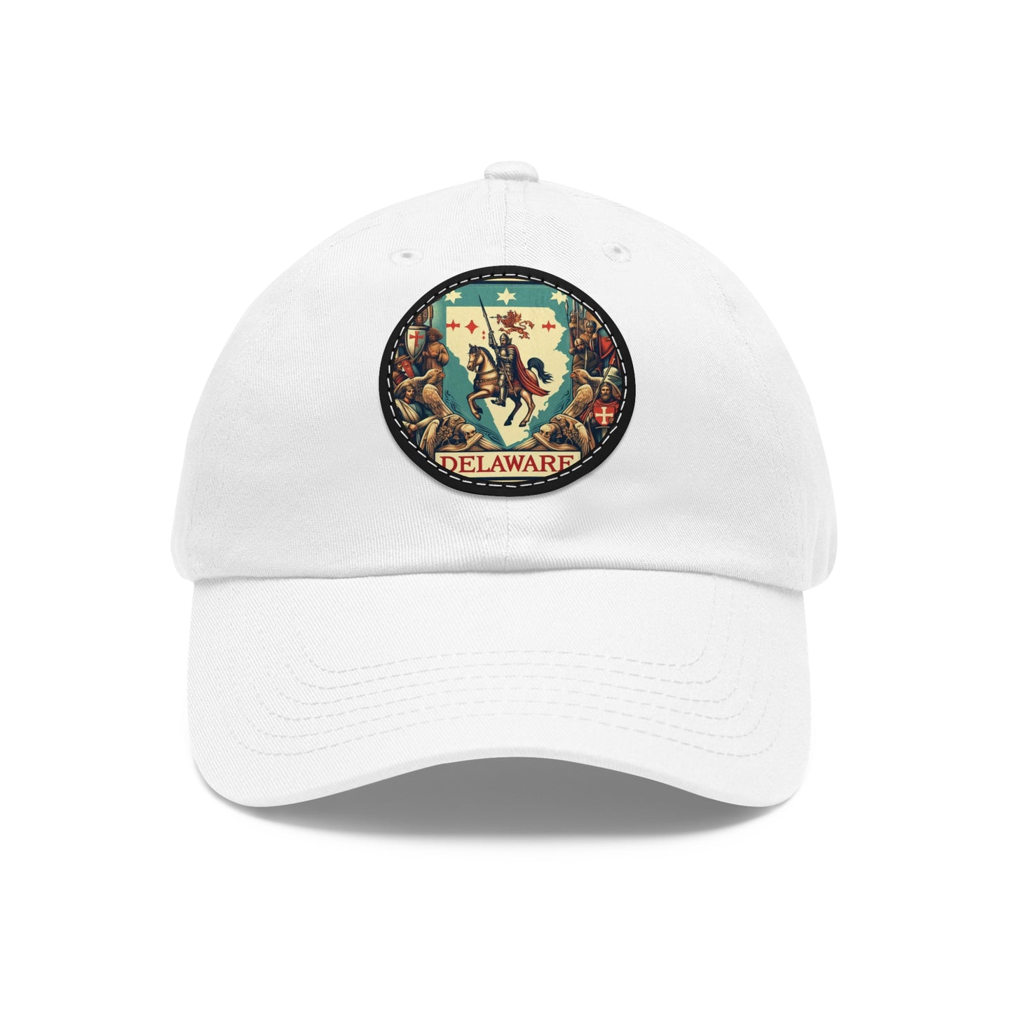 Delaware Vintage Christian Crusader Campaign Hat - Chino Twill Leather Logo - 100% Charity - The God Vote Collection by Chris Rabalais