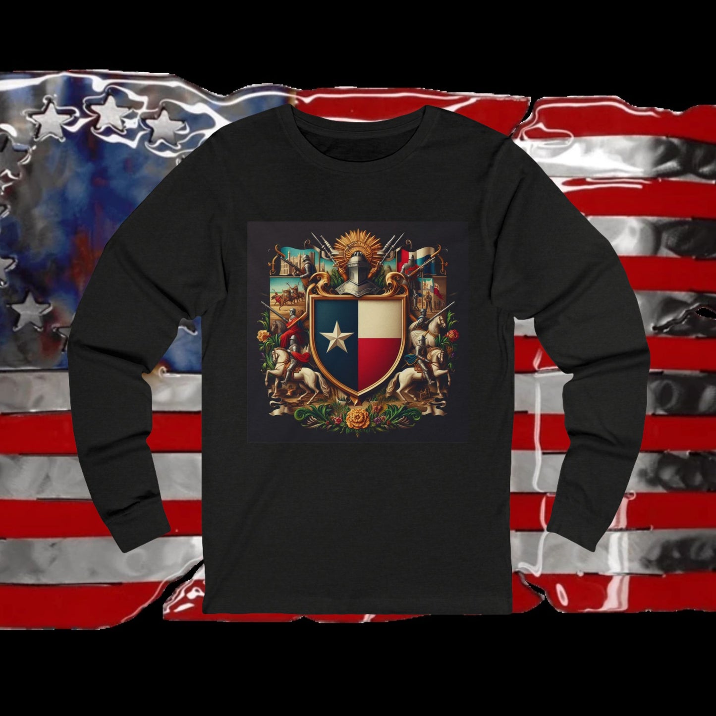 Texas Vintage Christian Crusader - Premium Unisex Long Sleeve Jersey Tee - 100% Charity - The God Vote Collection by Chris Rabalais