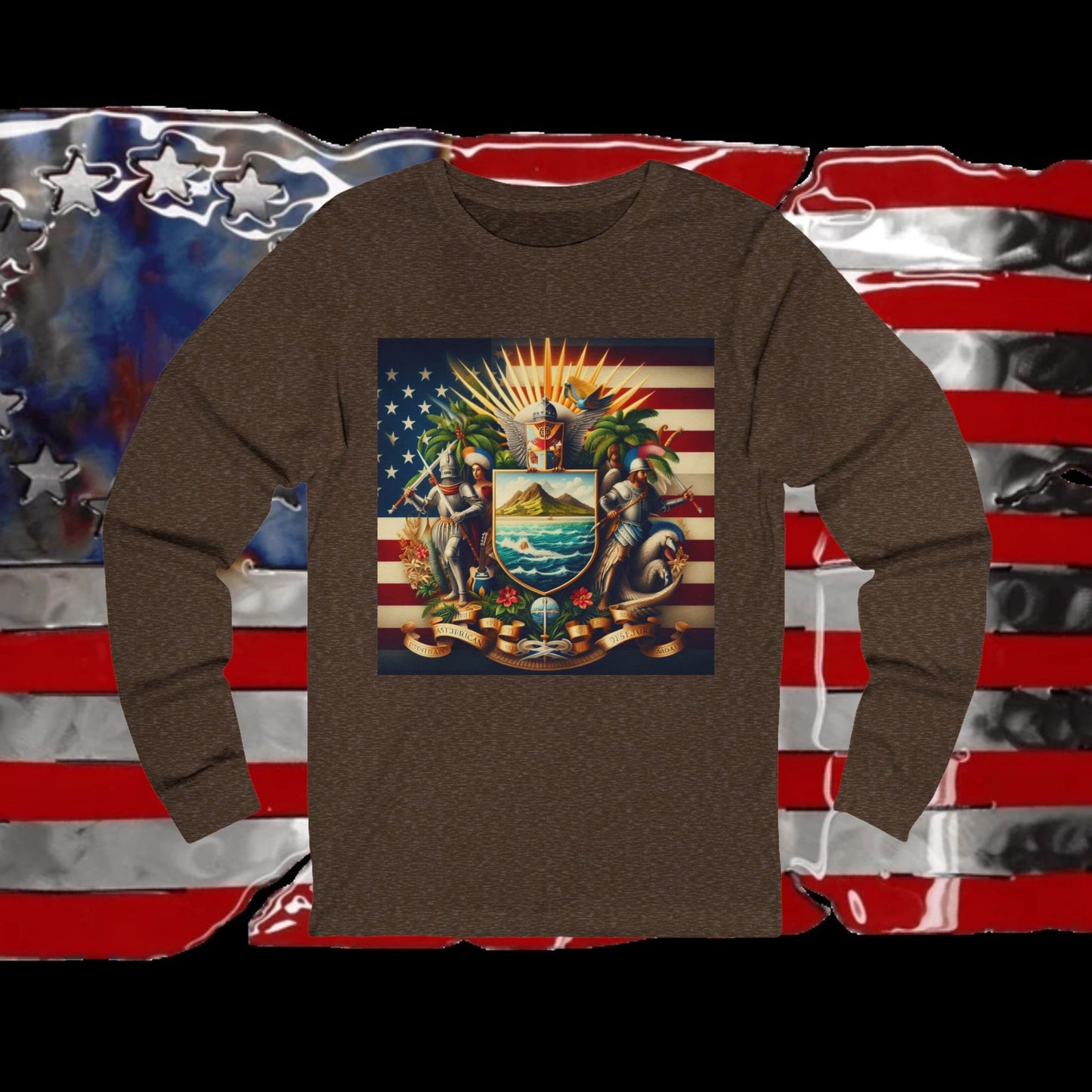 American Samoa Vintage Christian Crusader - Premium Unisex Long Sleeve Jersey Tee - 100% Charity - The God Vote Collection by Chris Rabalais