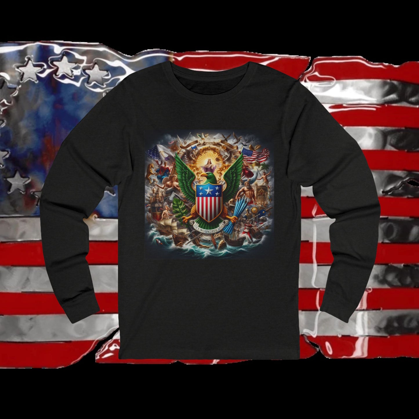 Virgin Islands Vintage Christian Crusader - Unisex Premium Long Sleeve Jersey Tee - 100% Charity - The God Vote Collection by Chris Rabalais