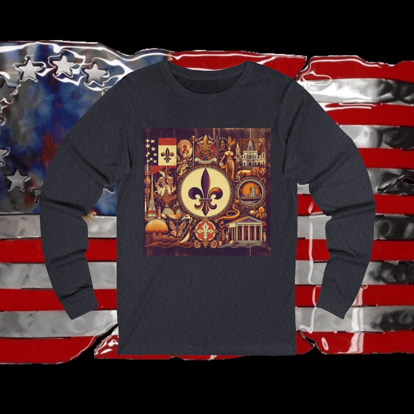 Louisiana Vintage Christian Crusader - Premium Unisex Long Sleeve Jersey Tee - 100% Charity - The God Vote Collection by Chris Rabalais