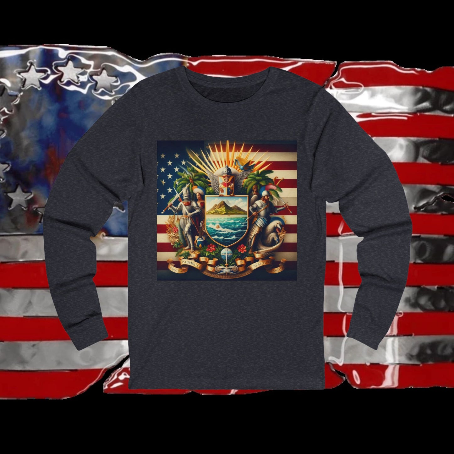 American Samoa Vintage Christian Crusader - Premium Unisex Long Sleeve Jersey Tee - 100% Charity - The God Vote Collection by Chris Rabalais