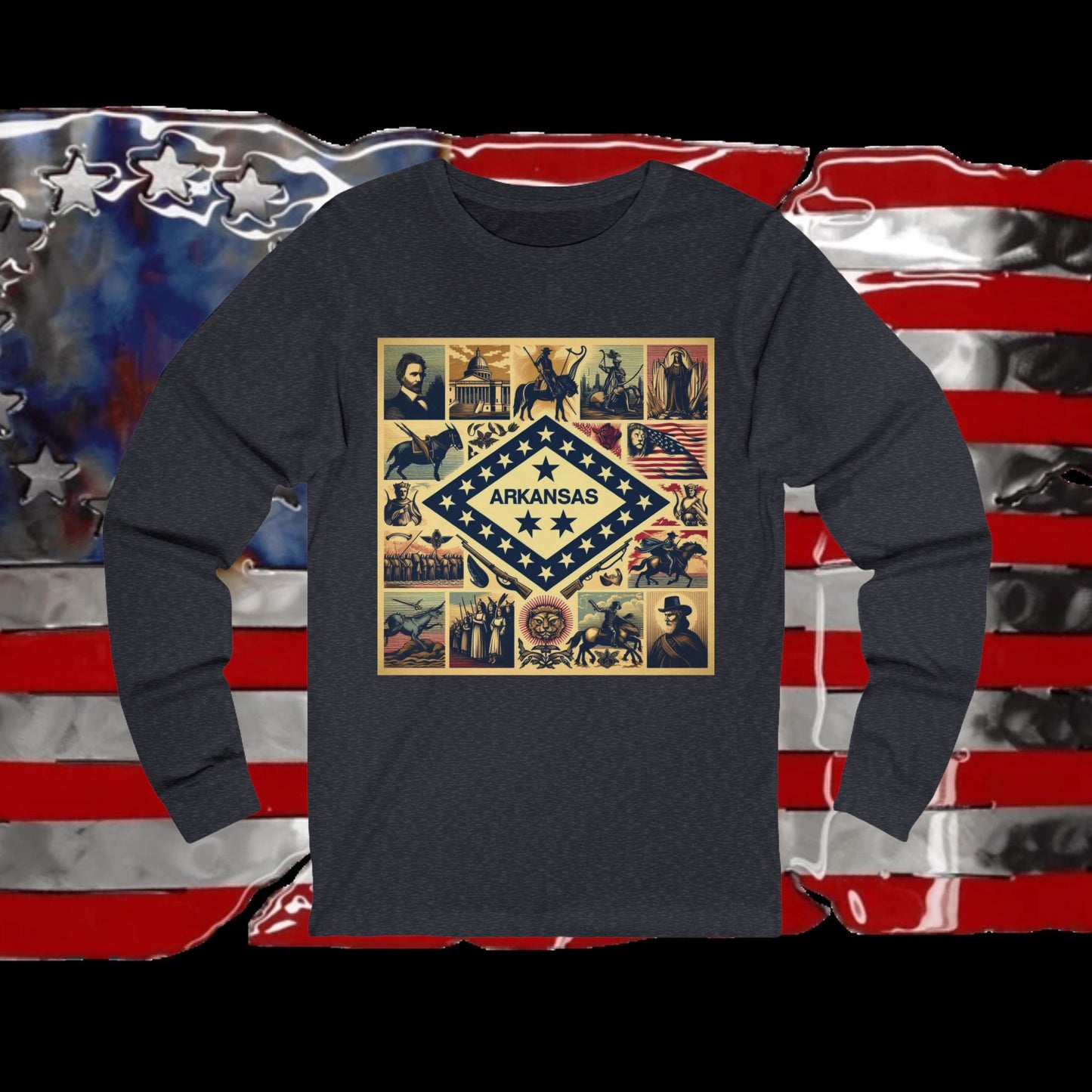 Arkansas Vintage Christian Crusader - Premium Unisex Long Sleeve Jersey Tee - 100% Charity - The God Vote Collection by Chris Rabalais
