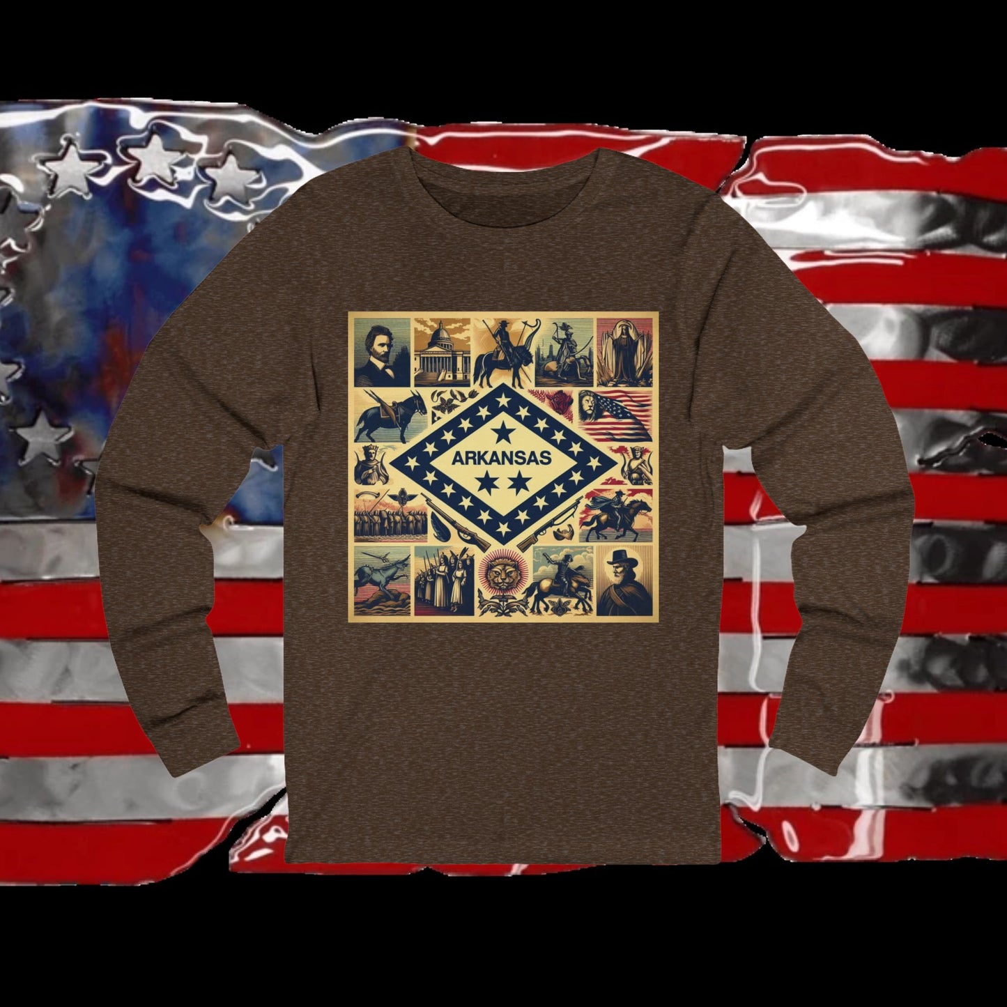 Arkansas Vintage Christian Crusader - Premium Unisex Long Sleeve Jersey Tee - 100% Charity - The God Vote Collection by Chris Rabalais