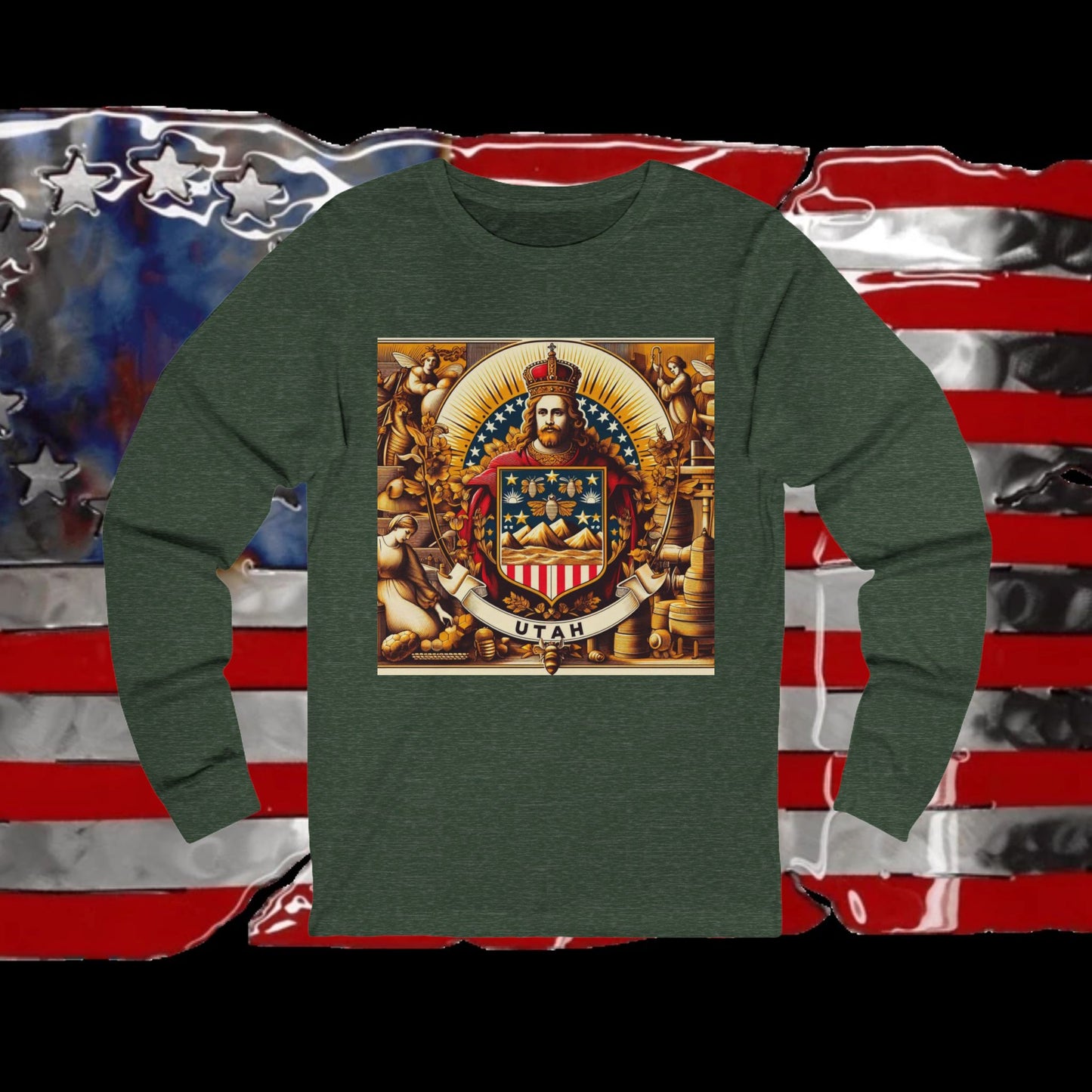 Utah Vintage Christian Crusader - Premium Unisex Long Sleeve Jersey Tee - 100% Charity - The God Vote Collection by Chris Rabalais