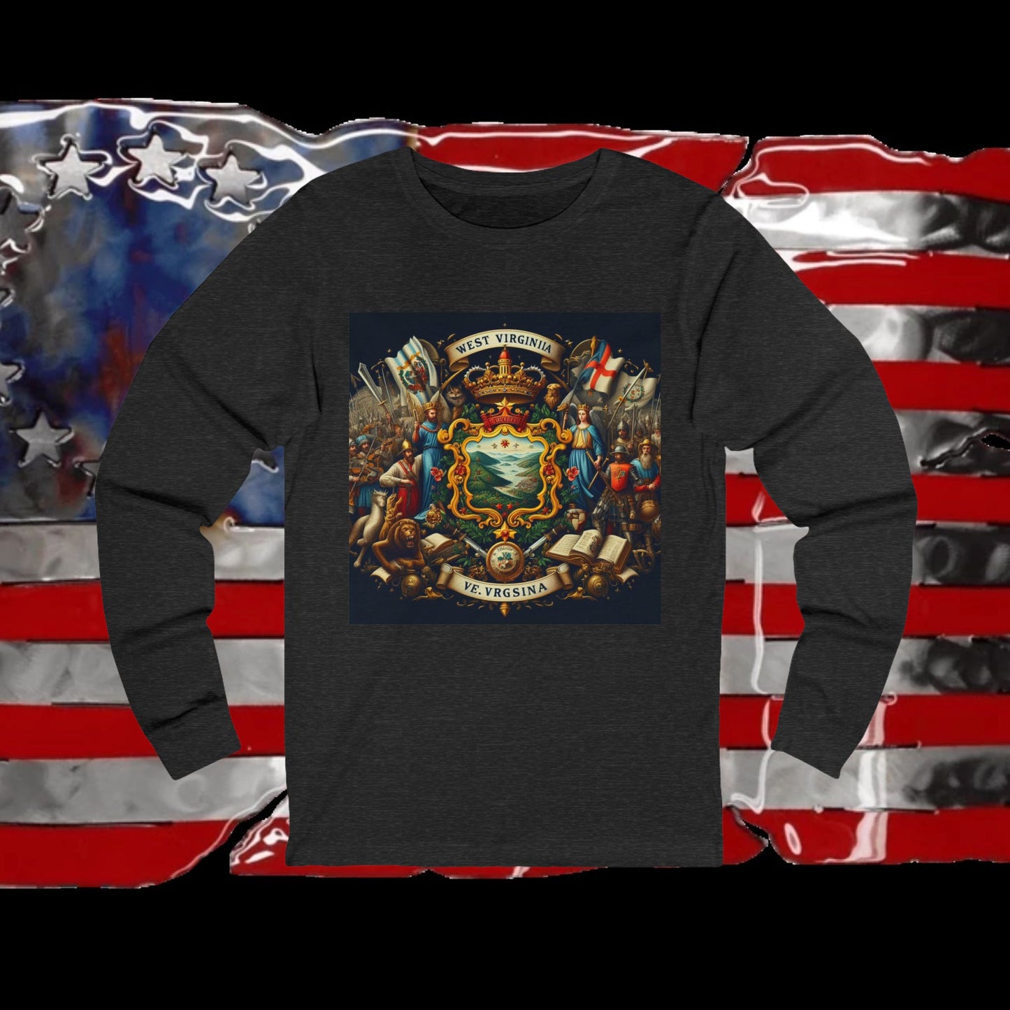 West Virginia Vintage Christian Crusader - Premium Unisex Long Sleeve Jersey Tee - 100% Charity - The God Vote Collection by Chris Rabalais