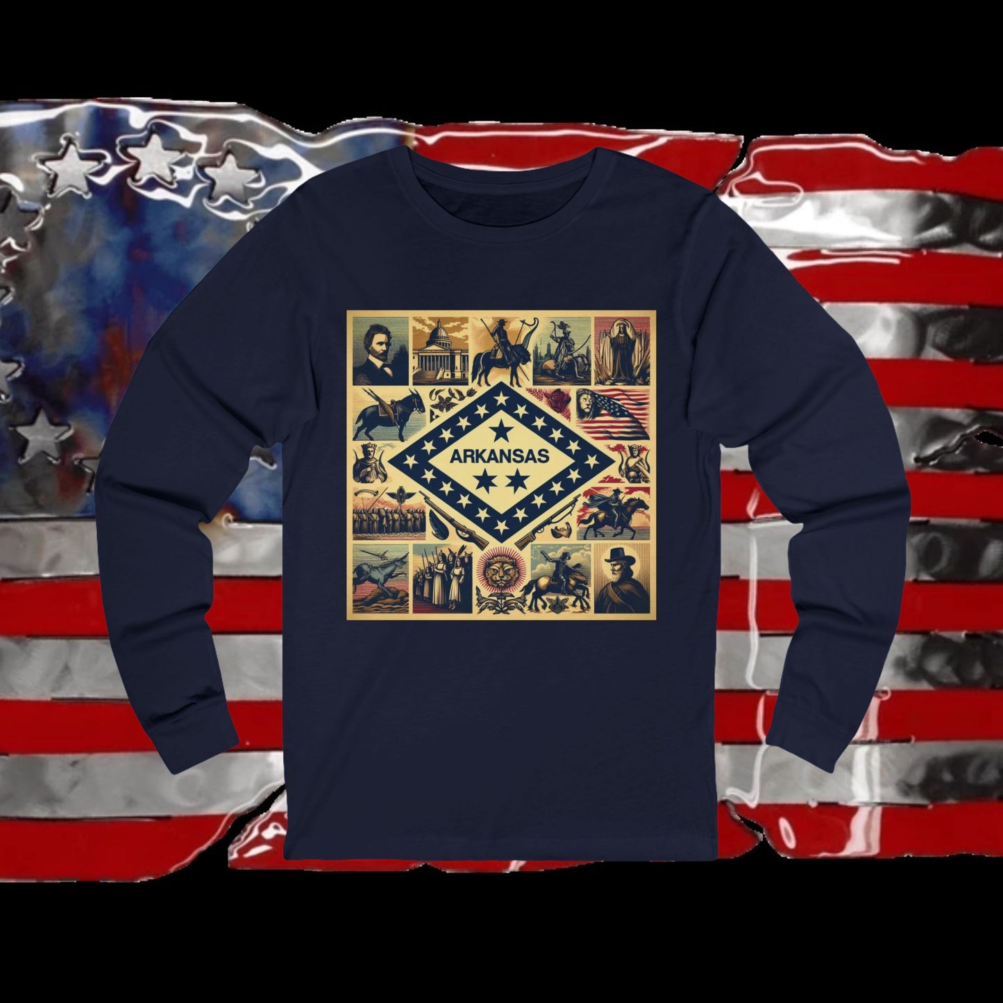 Arkansas Vintage Christian Crusader - Premium Unisex Long Sleeve Jersey Tee - 100% Charity - The God Vote Collection by Chris Rabalais
