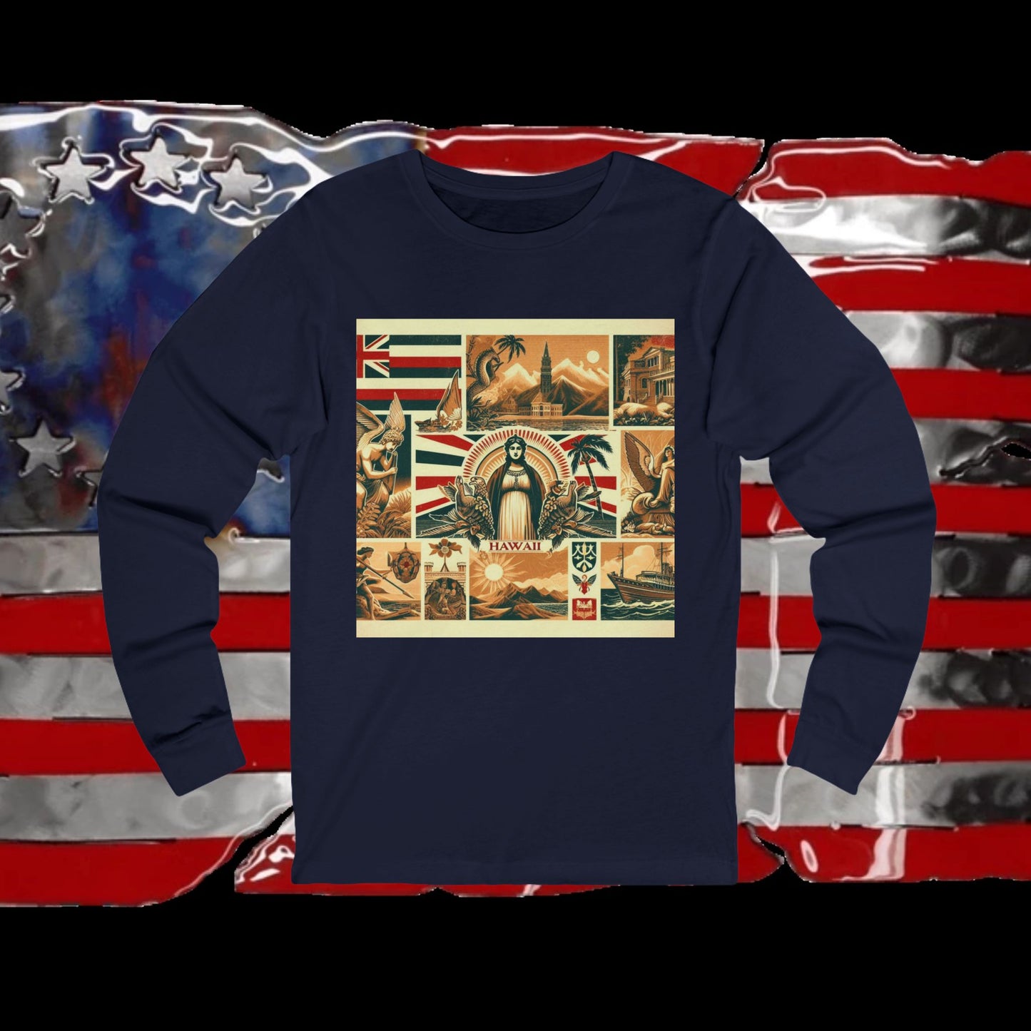Hawaii Vintage Christian Crusader - Premium Unisex Long Sleeve Jersey Tee - 100% Charity - The God Vote Collection by Chris Rabalais