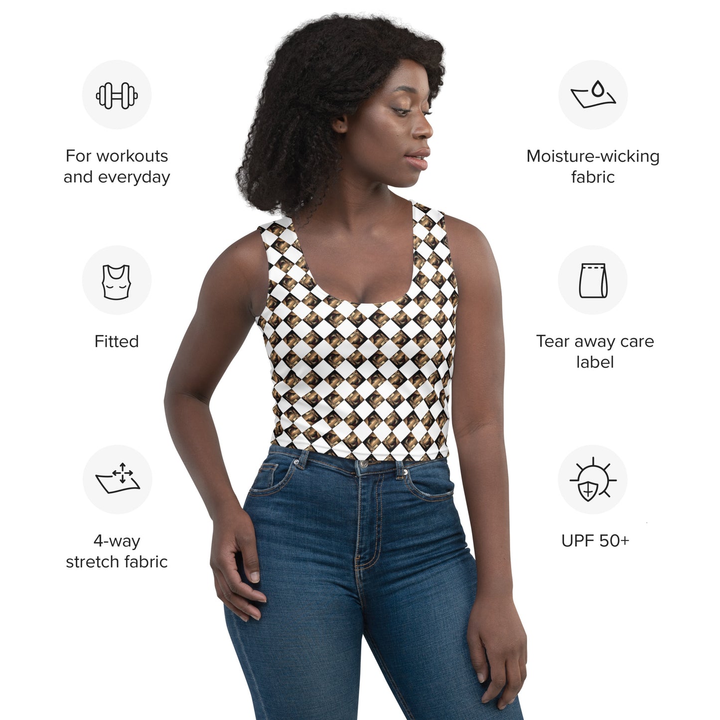 Diamond Gold Ladies Crop Top (Full Print) - The God Ball Originals by Chris Rabalais (2024)