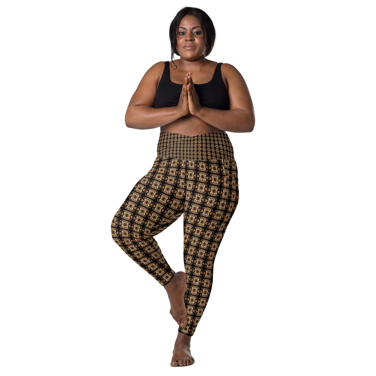 Platinum Ladies Crossover Leggings with Pockets (Full Print) - The God Ball Originals by Chris Rabalais (2024)