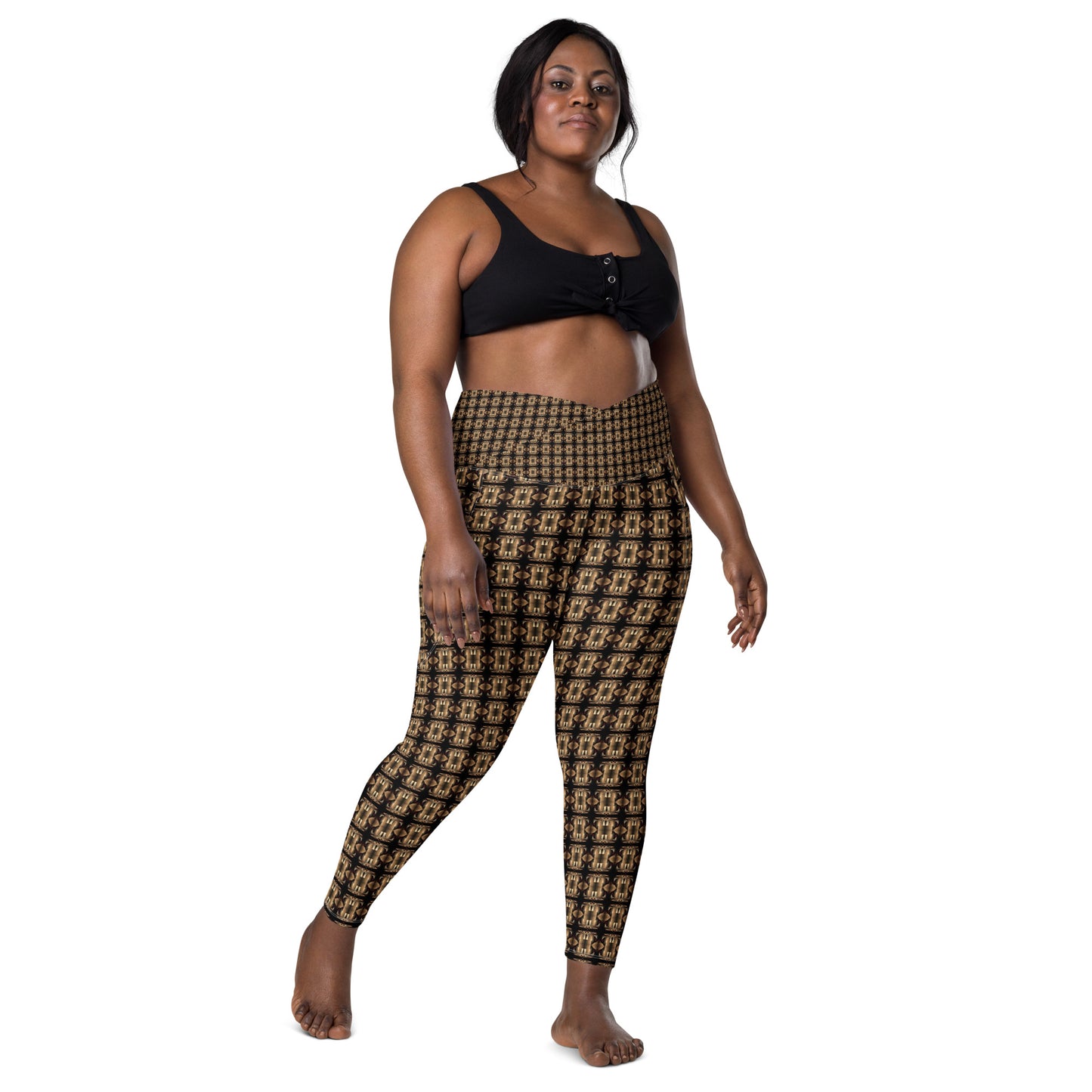 Platinum Ladies Crossover Leggings with Pockets (Full Print) - The God Ball Originals by Chris Rabalais (2024)