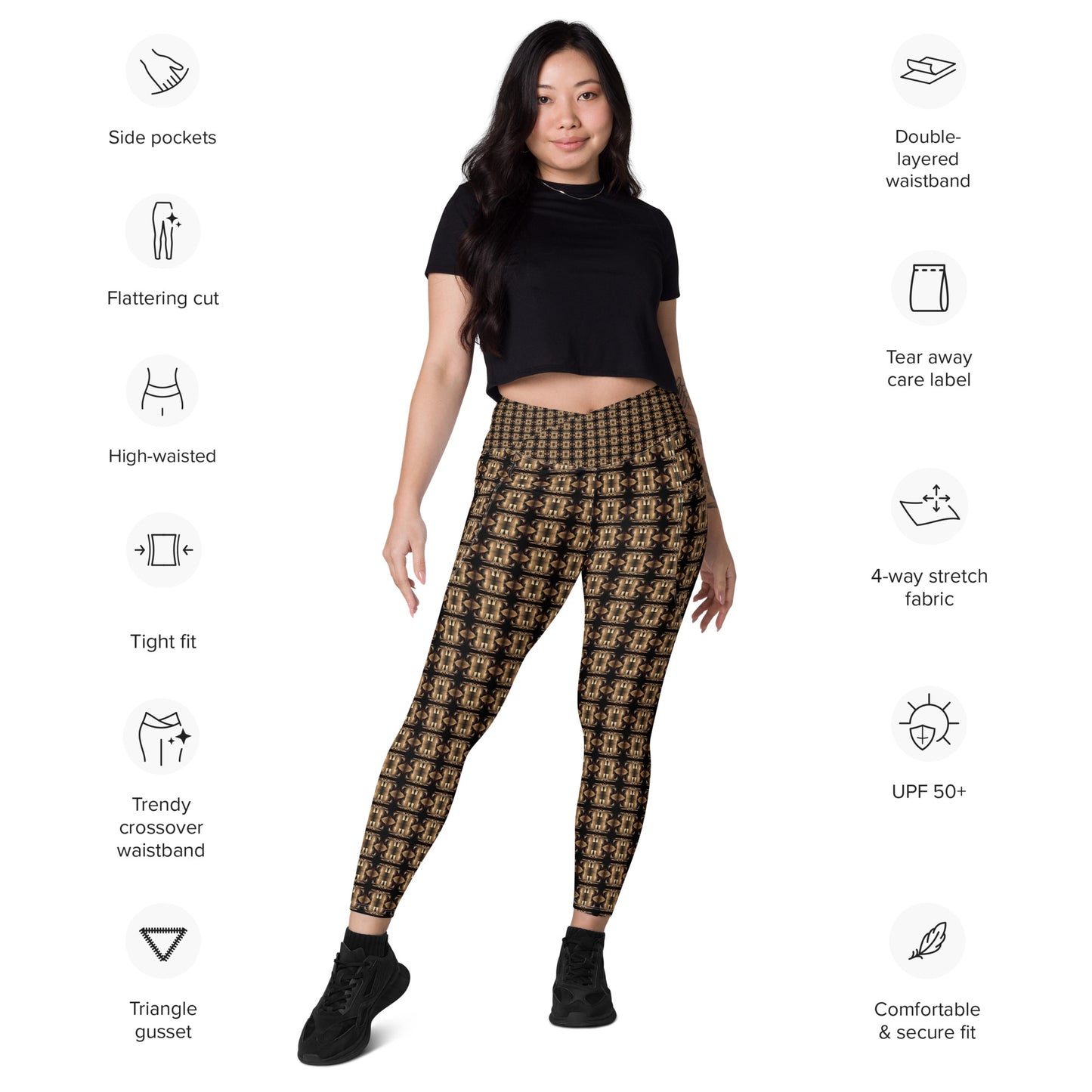 Platinum Ladies Crossover Leggings with Pockets (Full Print) - The God Ball Originals by Chris Rabalais (2024)