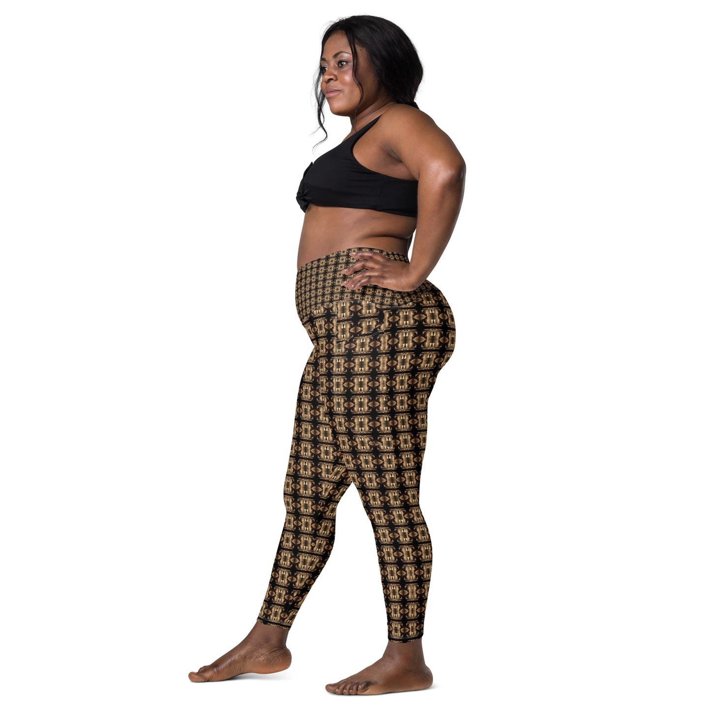 Platinum Ladies Crossover Leggings with Pockets (Full Print) - The God Ball Originals by Chris Rabalais (2024)