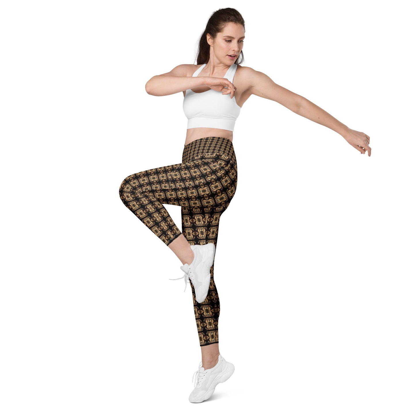 Platinum Ladies Crossover Leggings with Pockets (Full Print) - The God Ball Originals by Chris Rabalais (2024)
