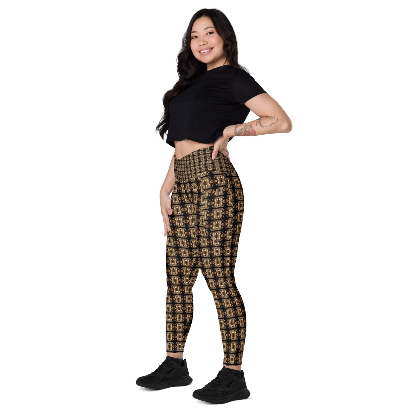 Platinum Ladies Crossover Leggings with Pockets (Full Print) - The God Ball Originals by Chris Rabalais (2024)