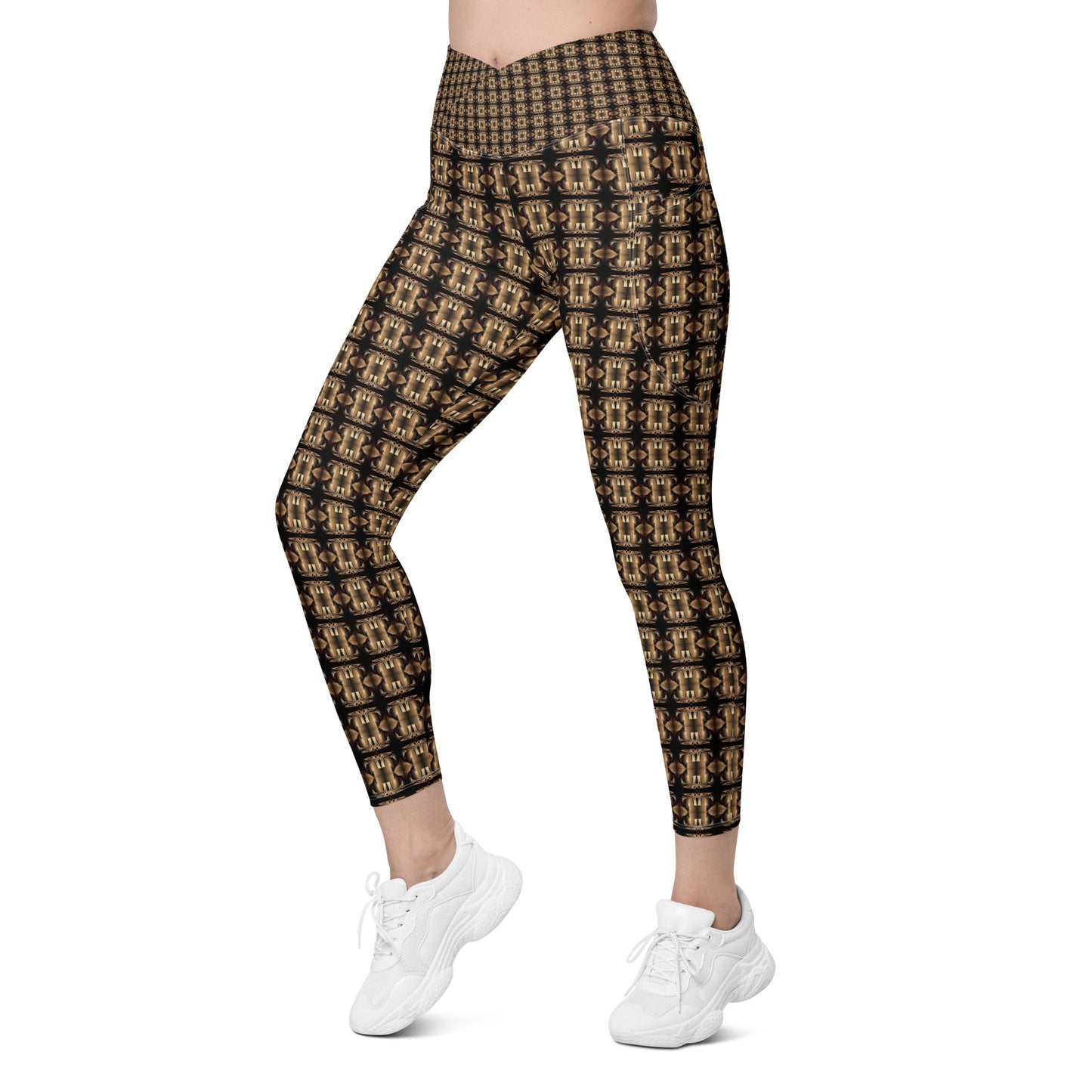 Platinum Ladies Crossover Leggings with Pockets (Full Print) - The God Ball Originals by Chris Rabalais (2024)