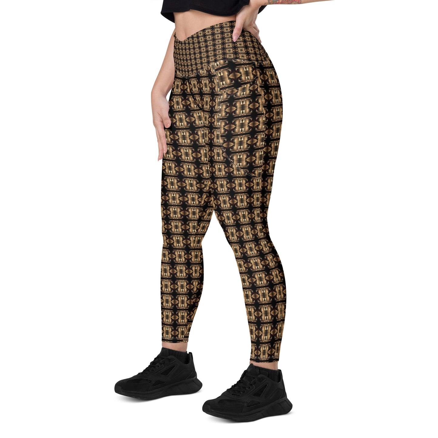 Platinum Ladies Crossover Leggings with Pockets (Full Print) - The God Ball Originals by Chris Rabalais (2024)